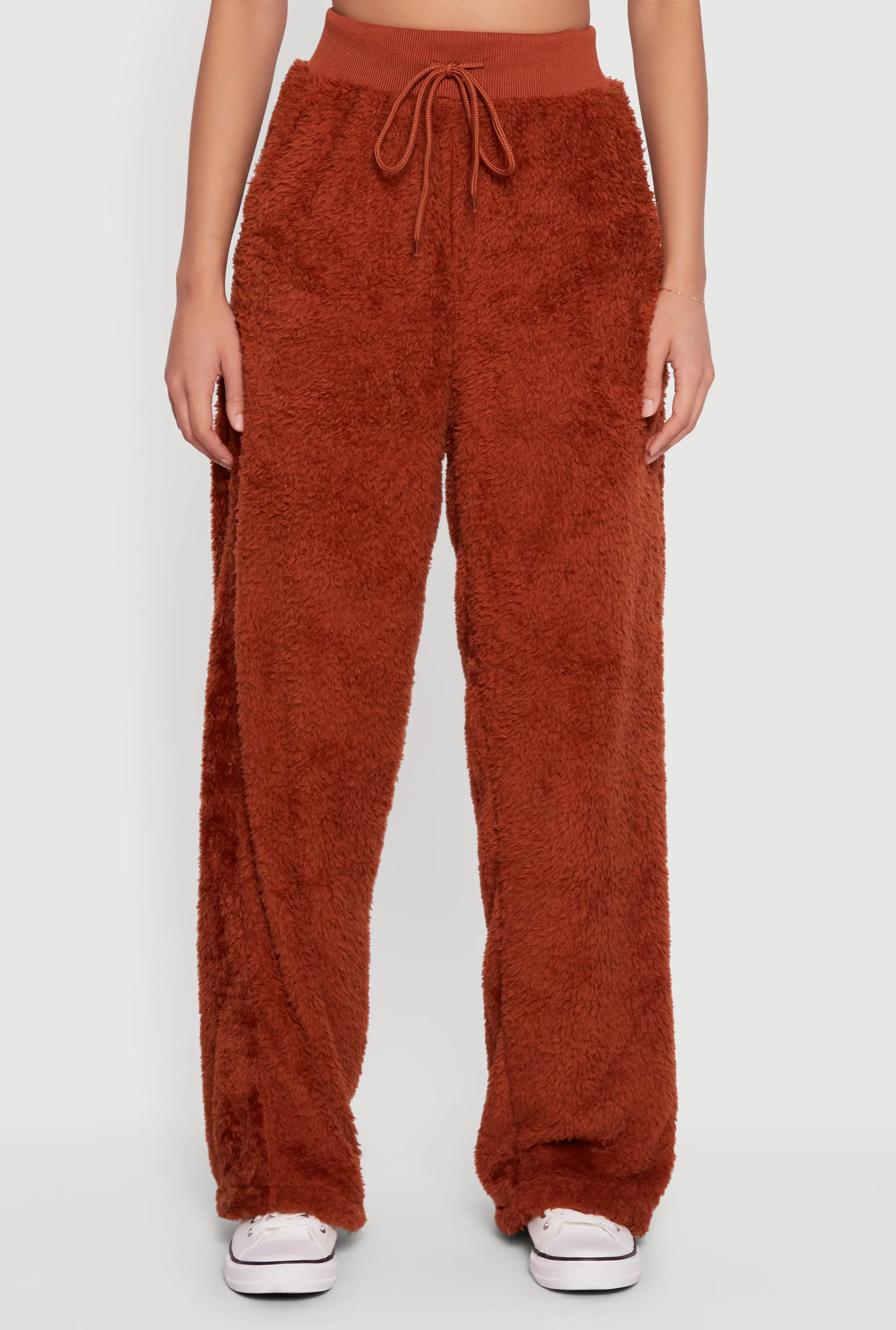 Faux Fur Drawstring Waist Wide Leg Sweatpants sold by Rainbow product image thumbnail 3