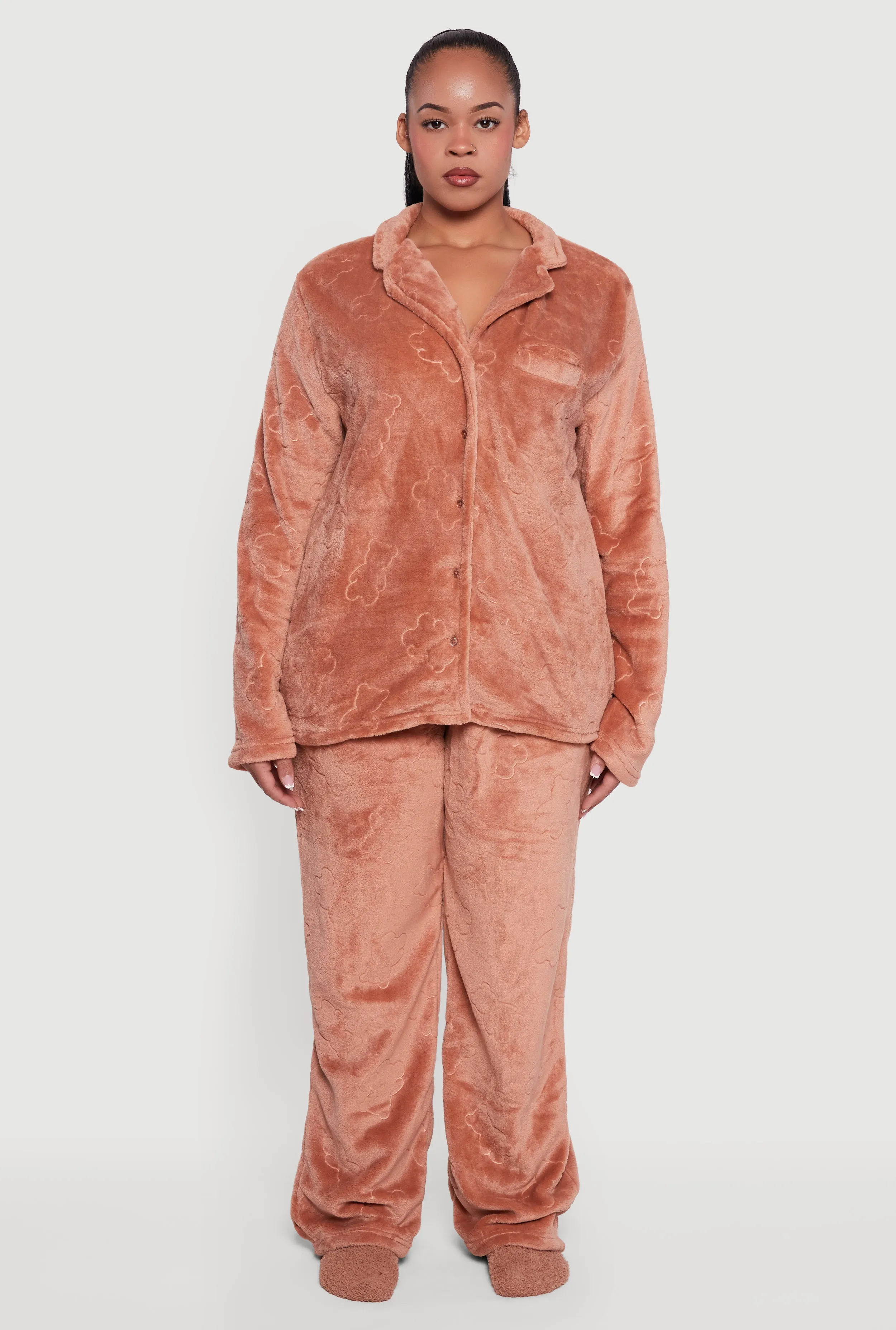 Plus Size Patterned Plush Pajama and Pants with Socks Set sold by Rainbow product image thumbnail 3