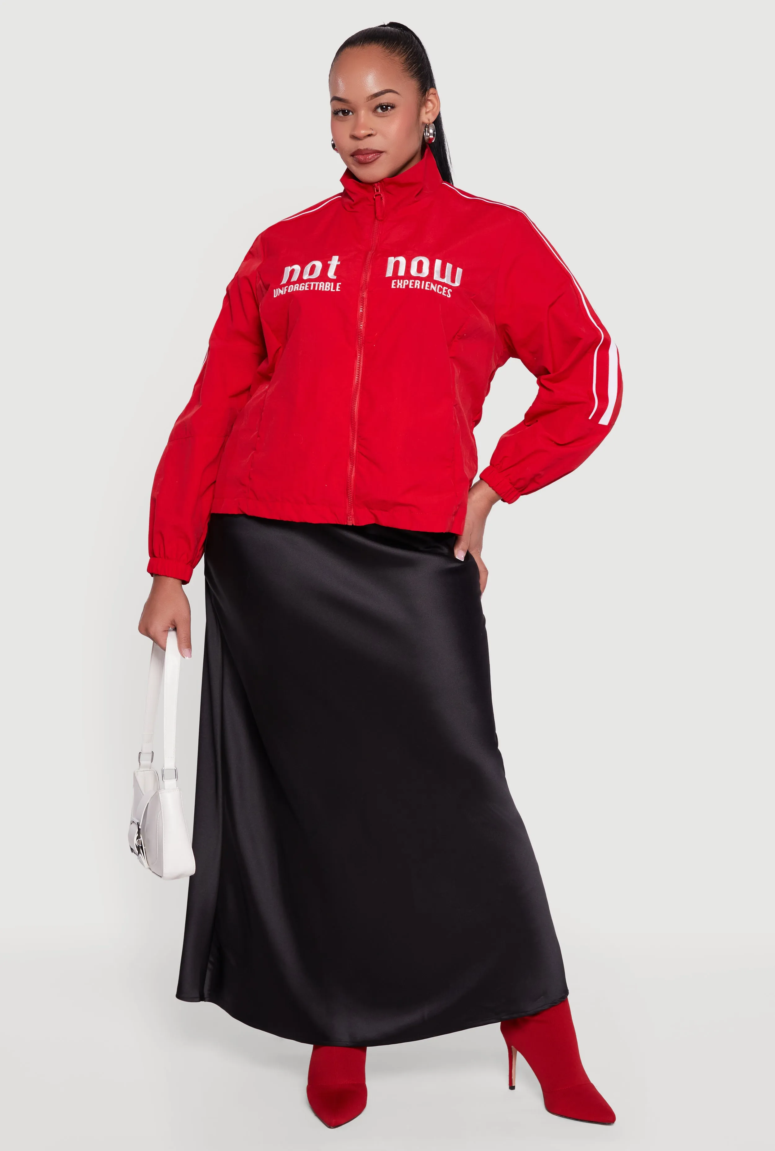 Plus Size Not Now Embroidered Windbreaker sold by Rainbow product image thumbnail 2