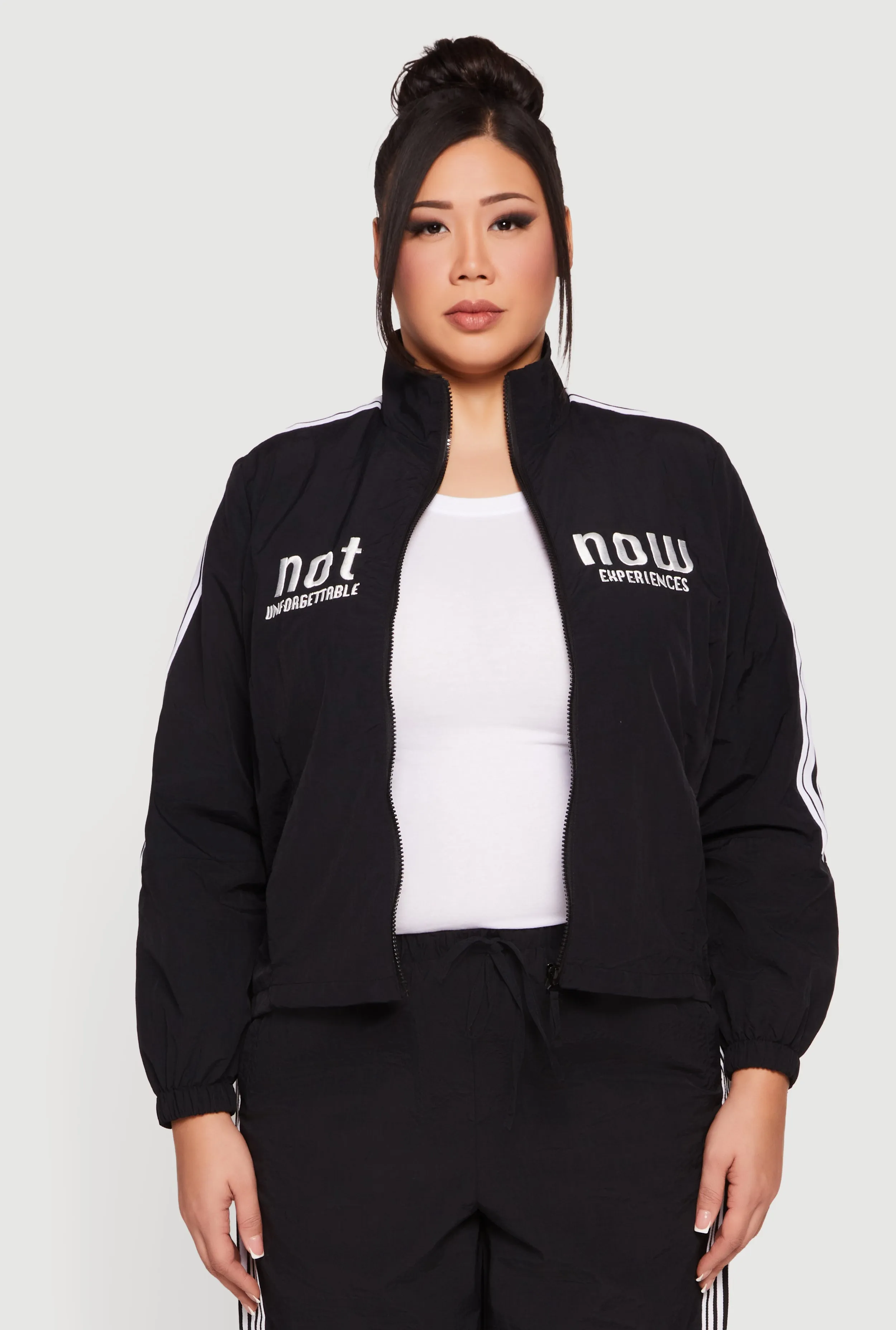 Plus Size Not Now Embroidered Windbreaker sold by Rainbow product image thumbnail 2