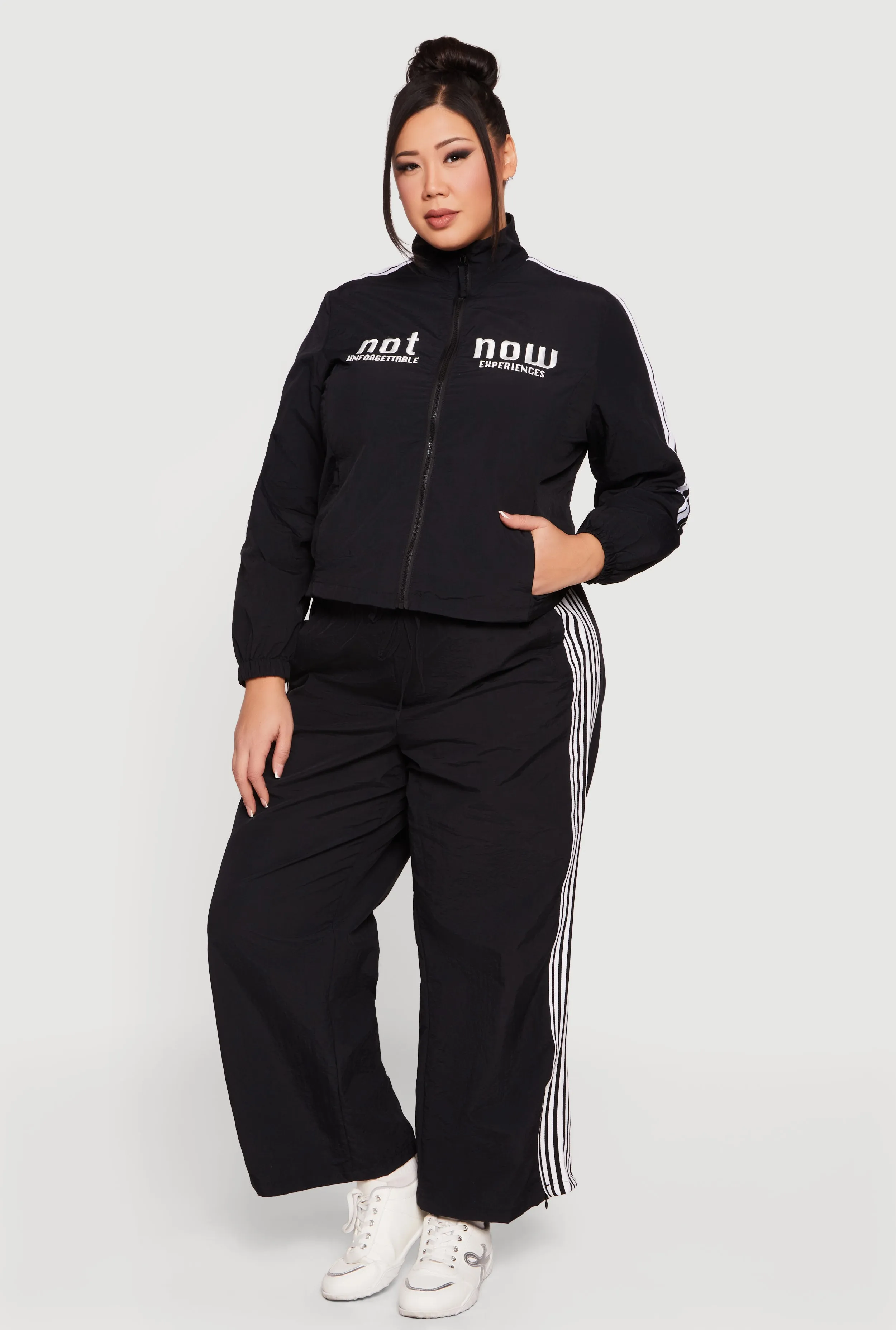 Plus Size Not Now Embroidered Windbreaker sold by Rainbow product image thumbnail 3