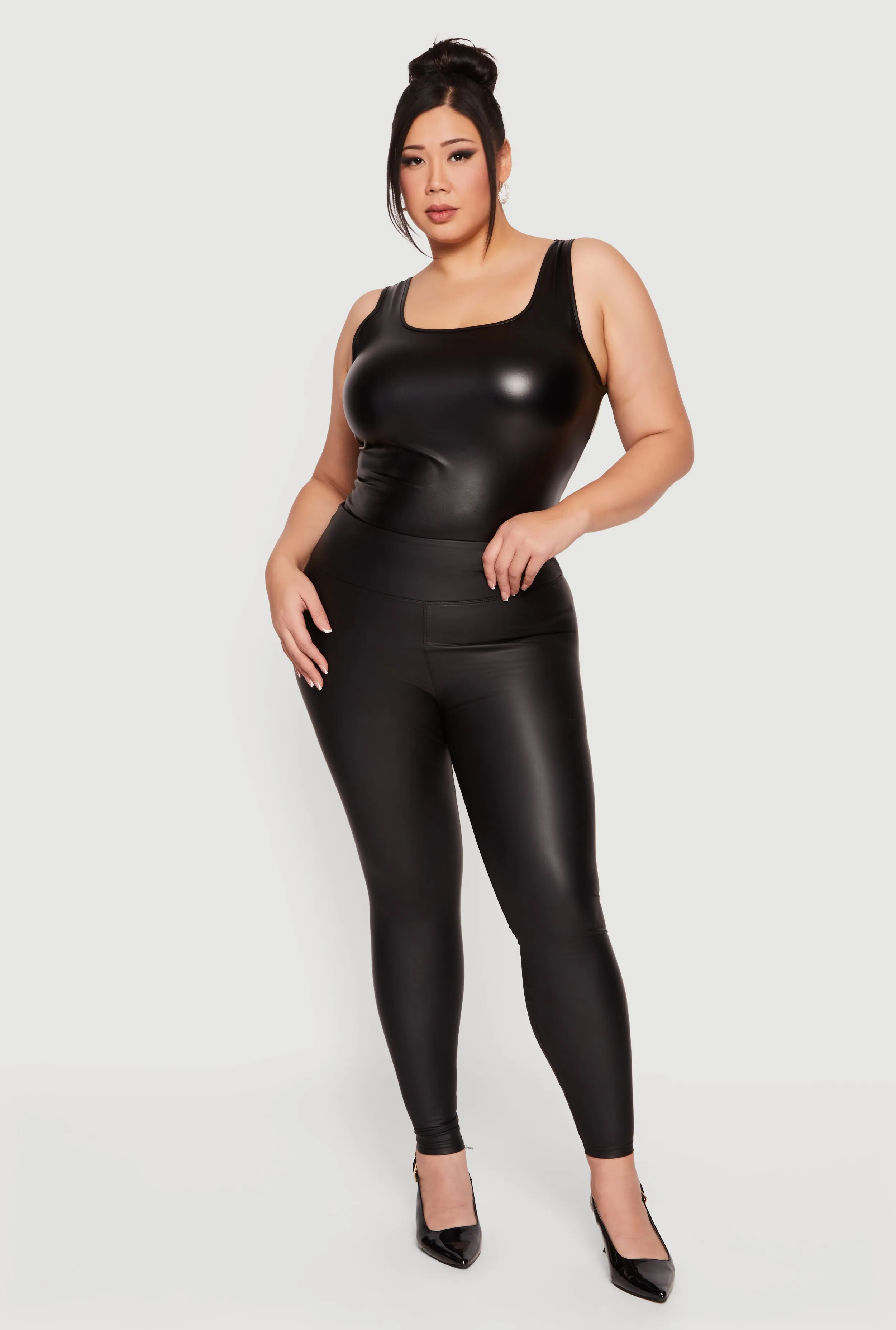 Plus Size High Waisted Faux Leather Leggings sold by Rainbow product image thumbnail 2