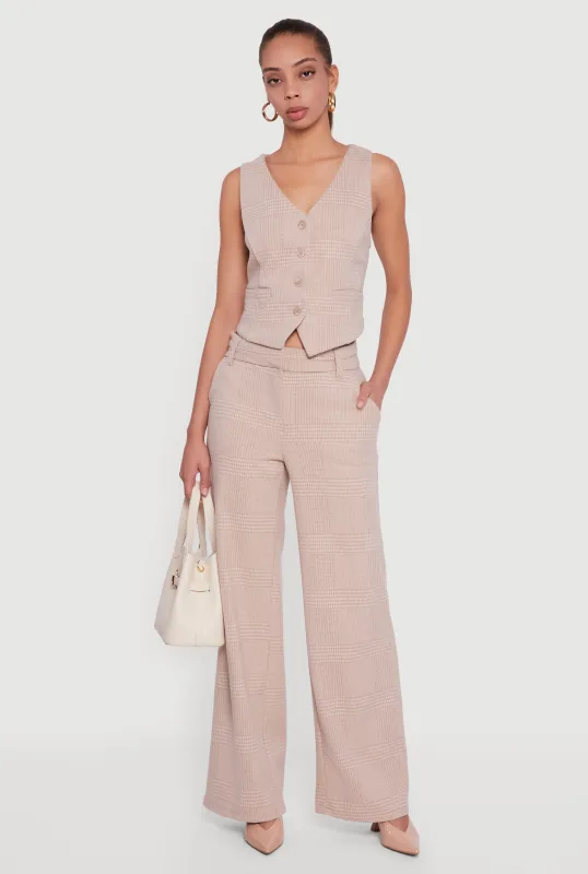 Houndstooth Plaid Straight Leg Dress Pants sold by Rainbow