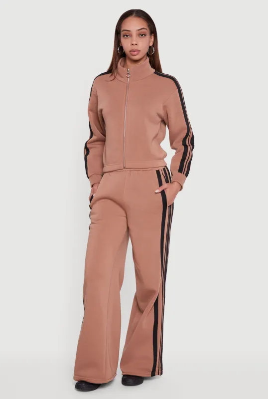 Contrast Trim Fleece Lined Wide Leg Pants sold by Rainbow