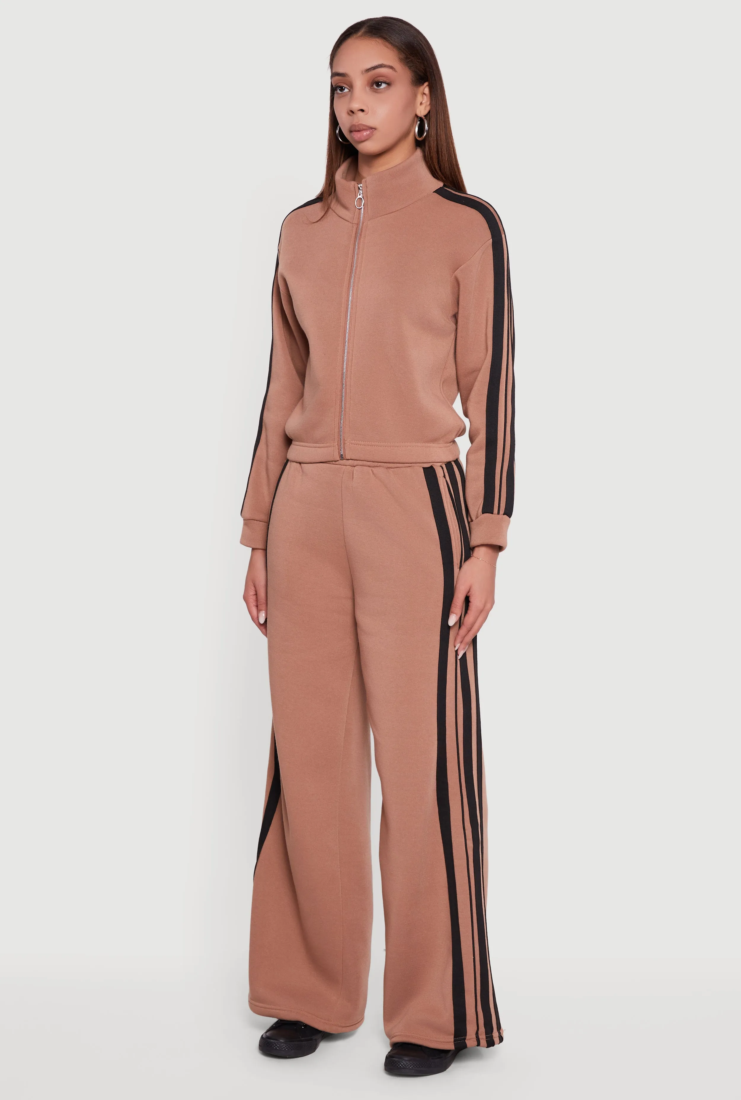 Varsity Stripe Mock Neck Zip Front Sweatshirt sold by Rainbow product image thumbnail 5