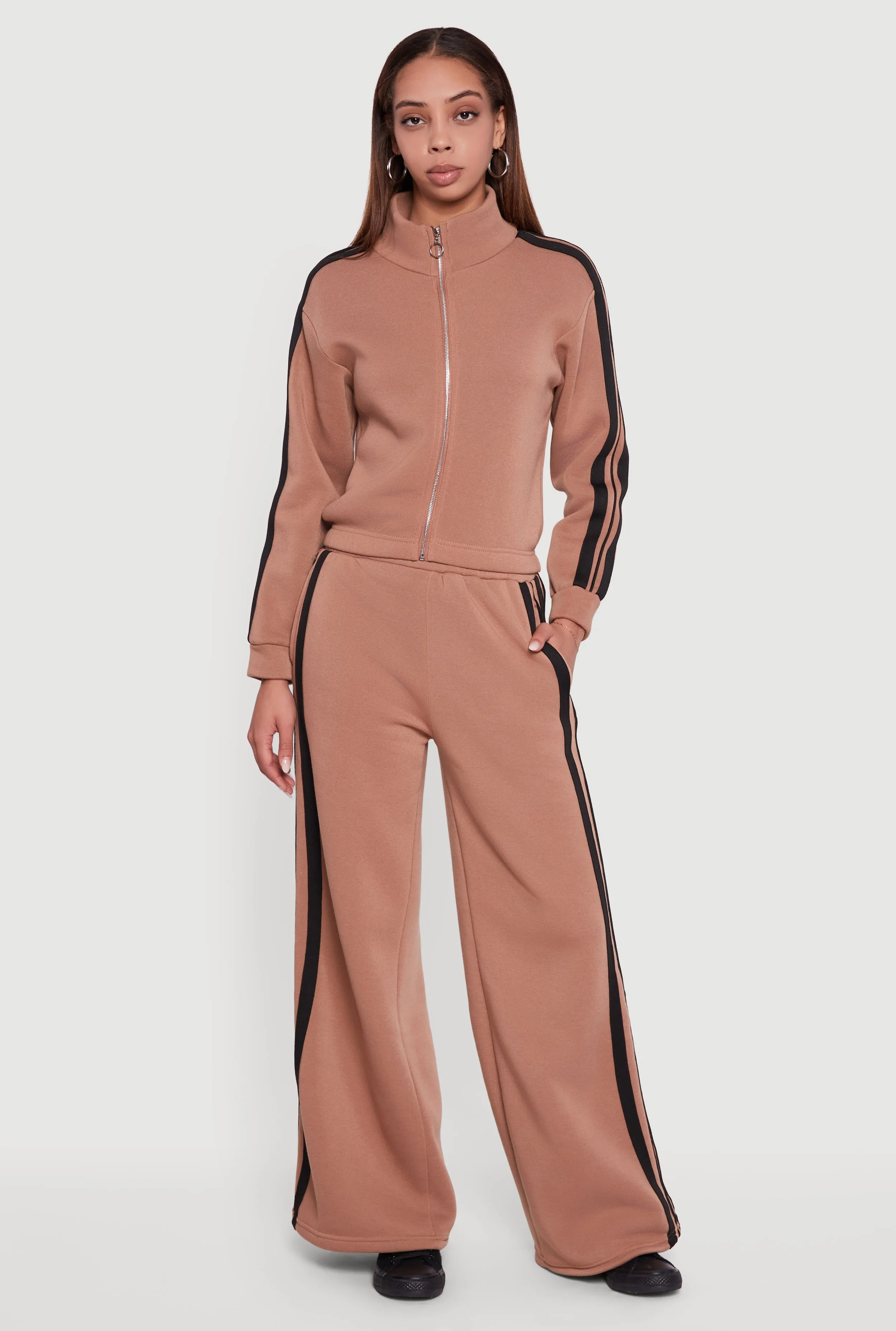 Varsity Stripe Mock Neck Zip Front Sweatshirt sold by Rainbow product image thumbnail 2