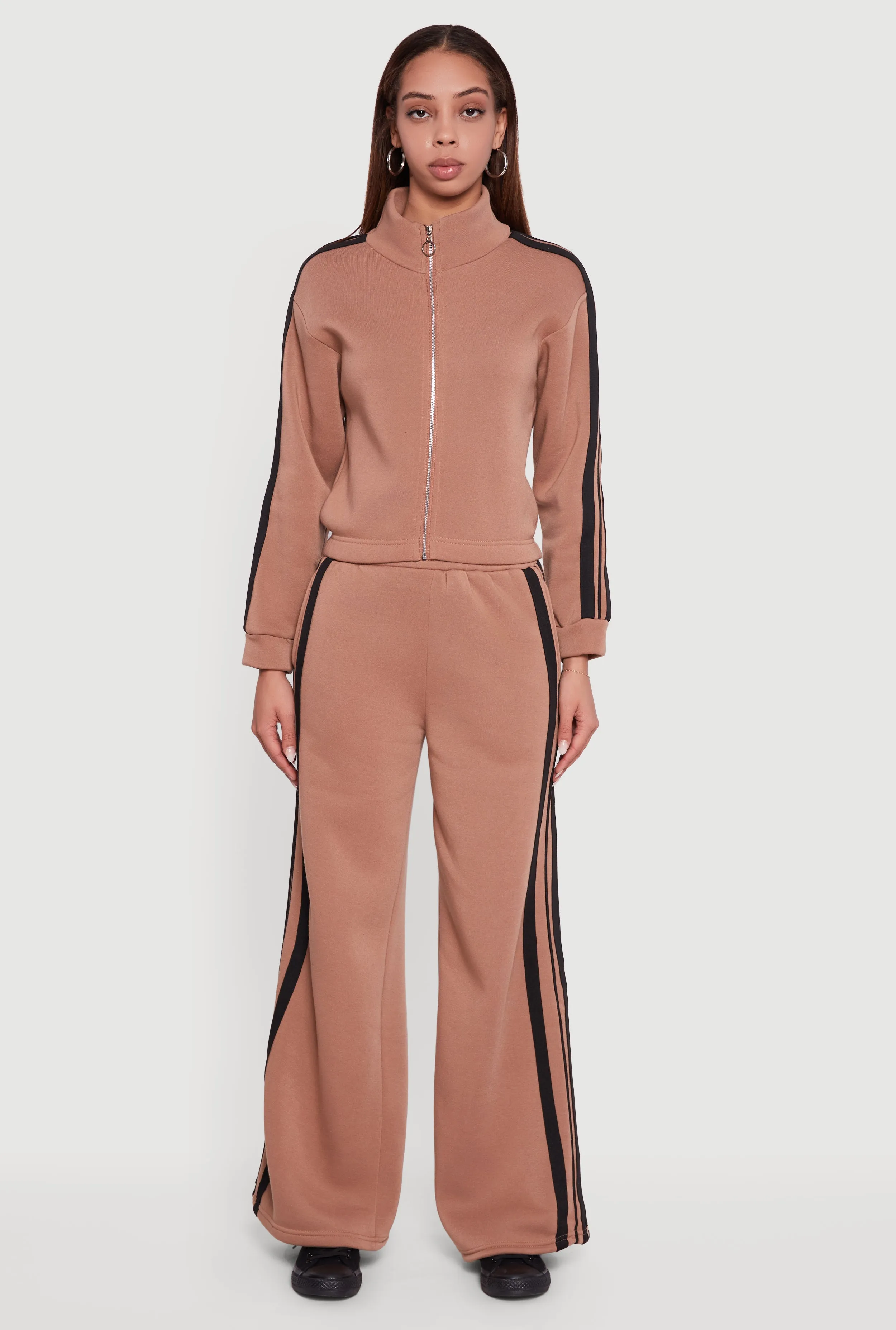 Varsity Stripe Mock Neck Zip Front Sweatshirt sold by Rainbow product image thumbnail 3