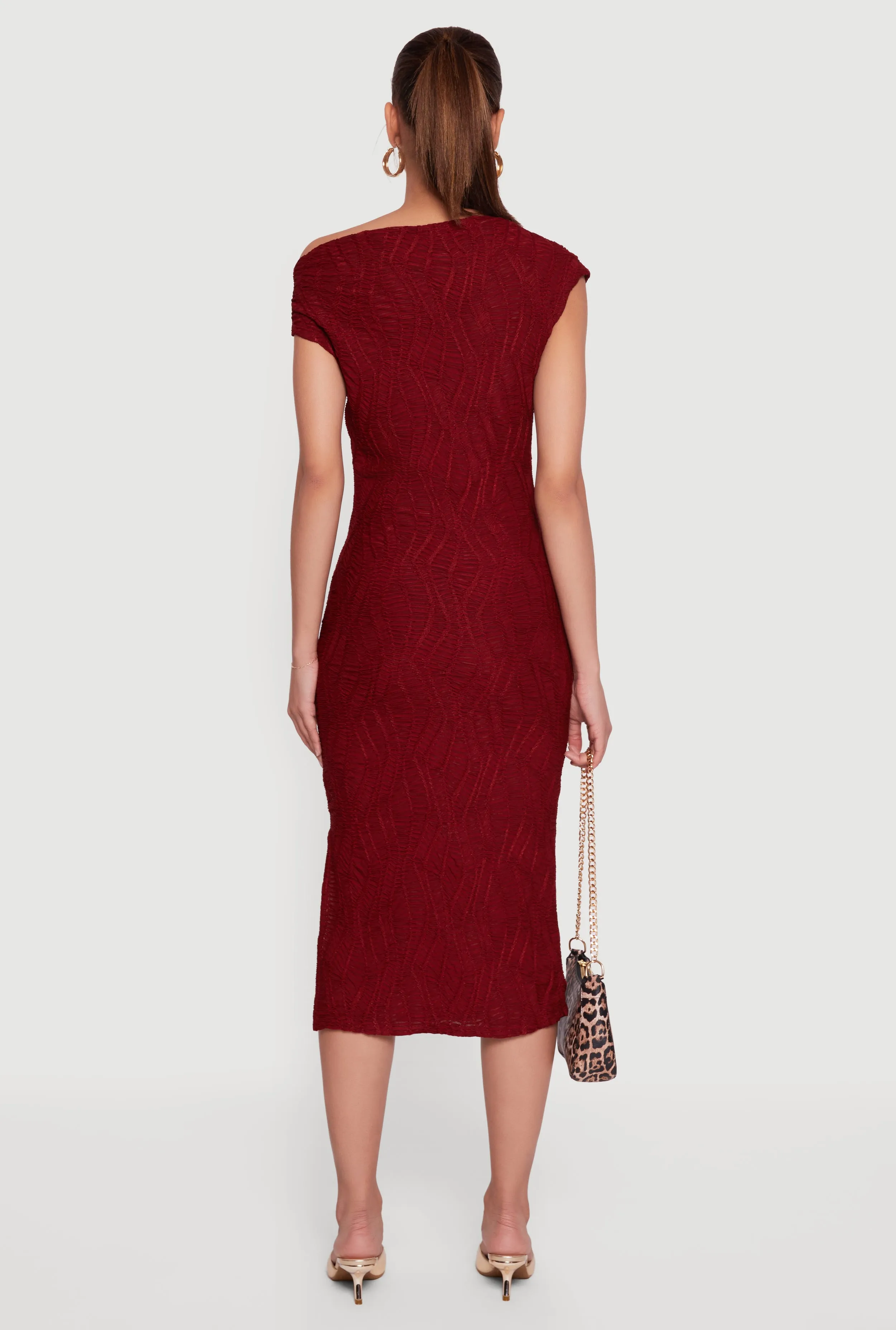 Textured Knit One Shoulder Midi Dress sold by Rainbow product image thumbnail 5