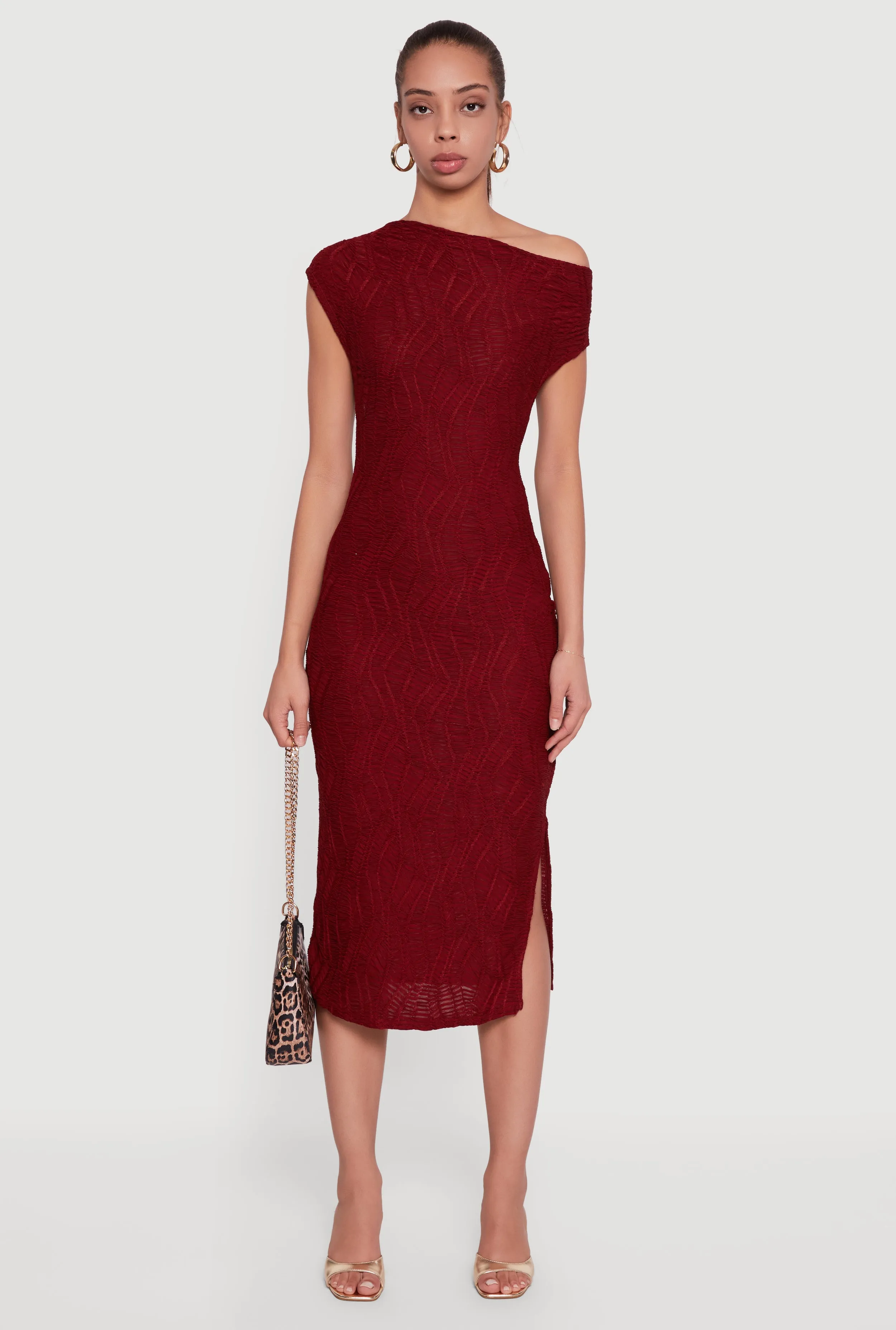 Textured Knit One Shoulder Midi Dress sold by Rainbow product image thumbnail 2