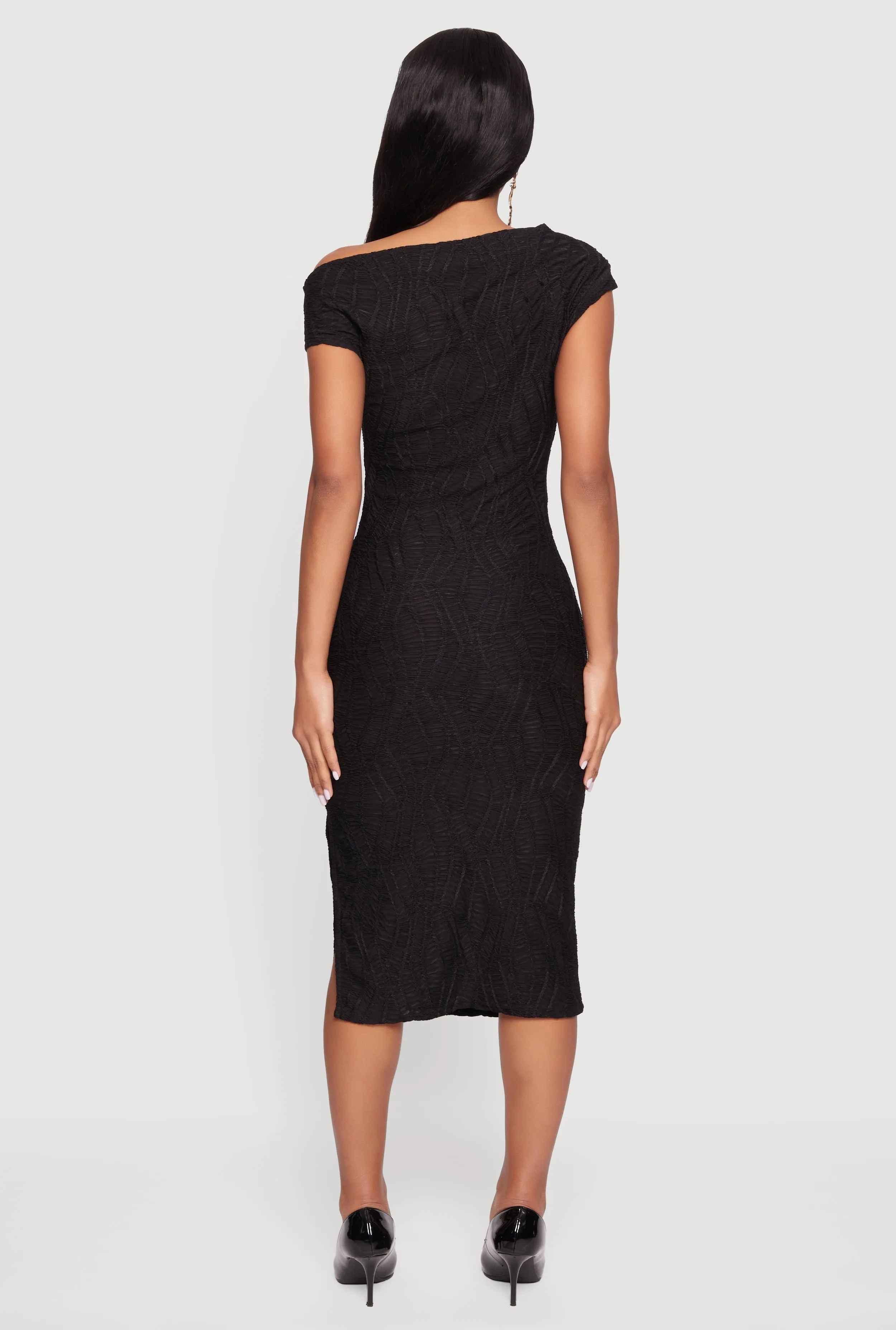 Textured Knit One Shoulder Midi Dress sold by Rainbow product image thumbnail 5
