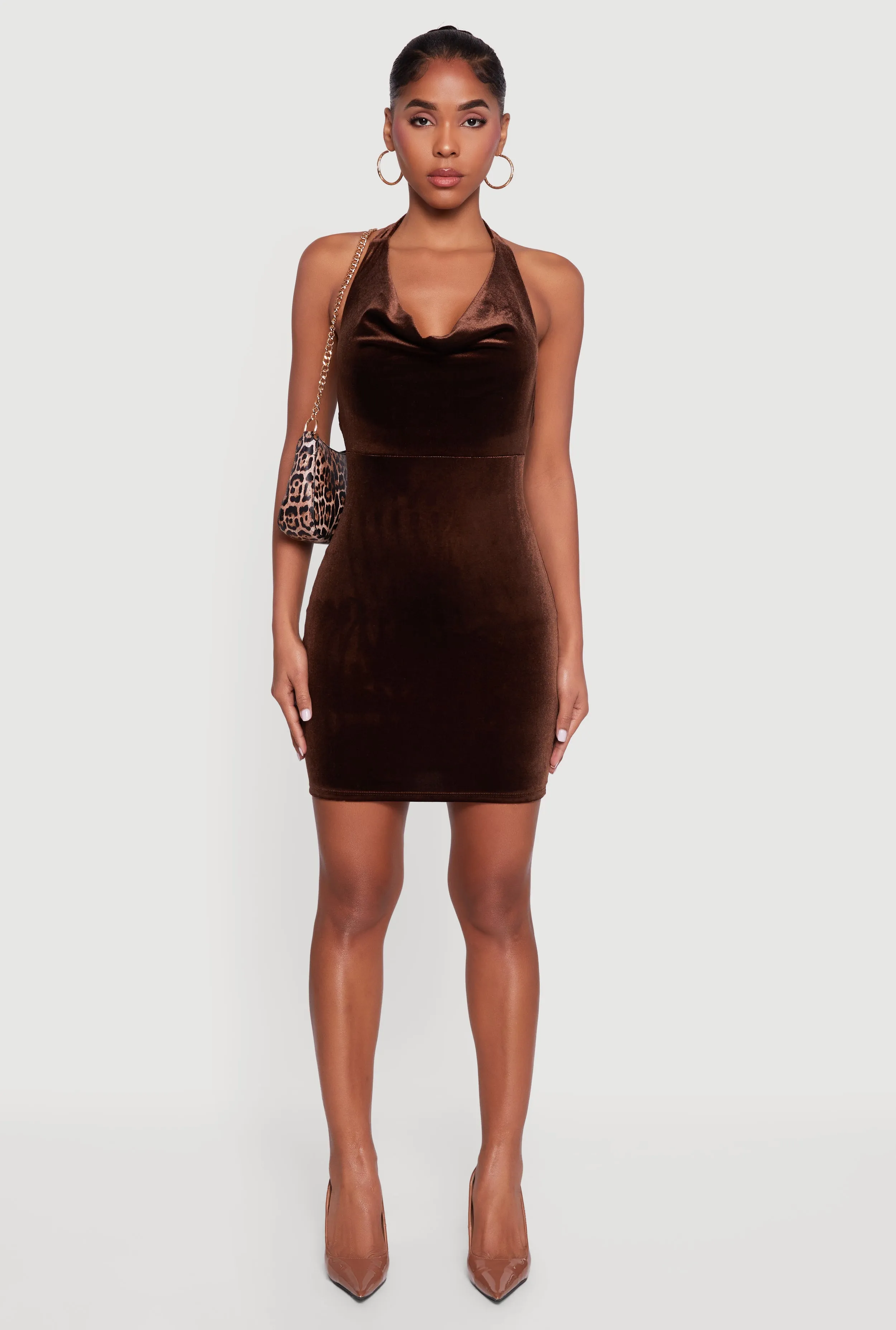 Velvet Halter Neck Mini Dress sold by Rainbow product image thumbnail 2