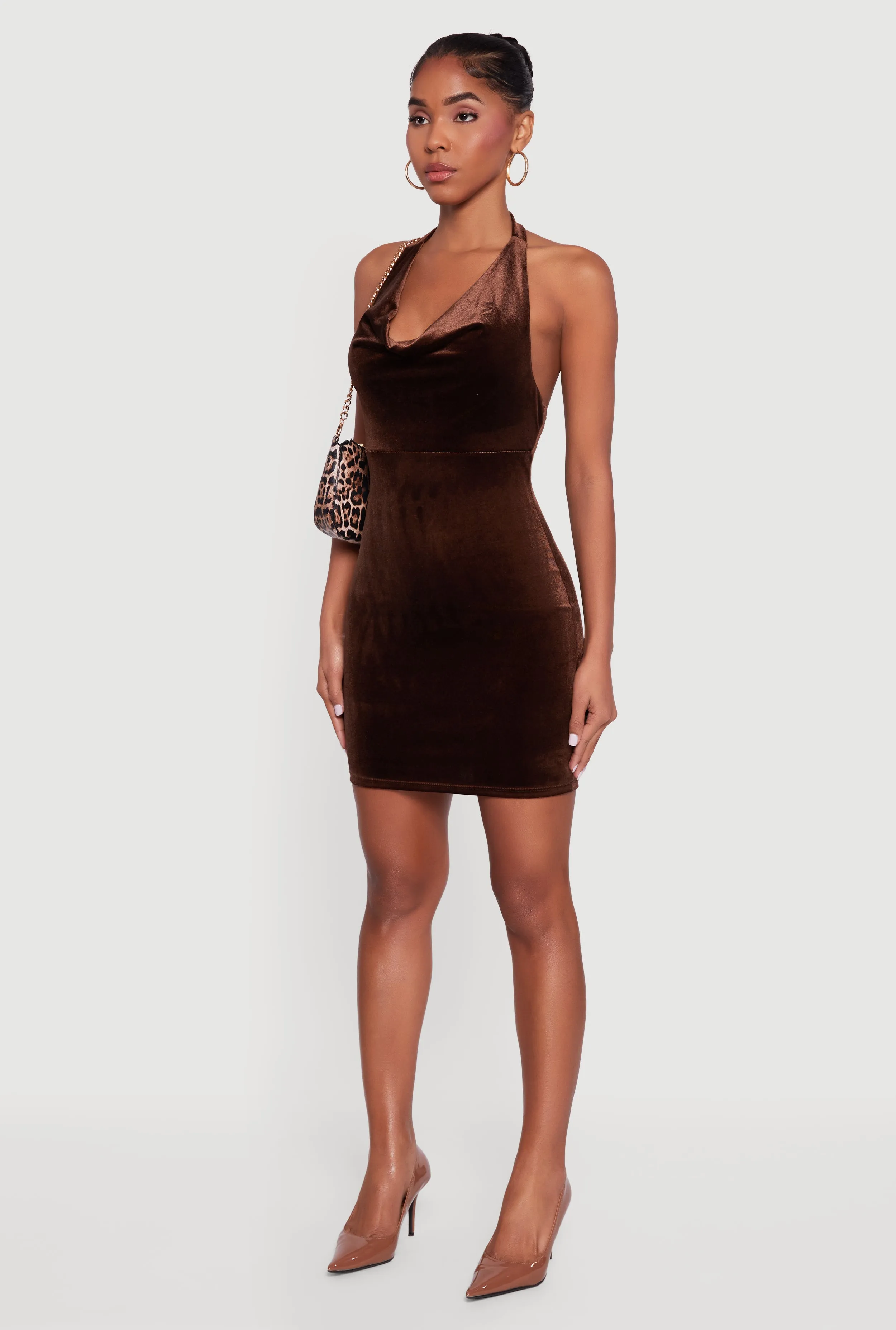 Velvet Halter Neck Mini Dress sold by Rainbow product image thumbnail 3