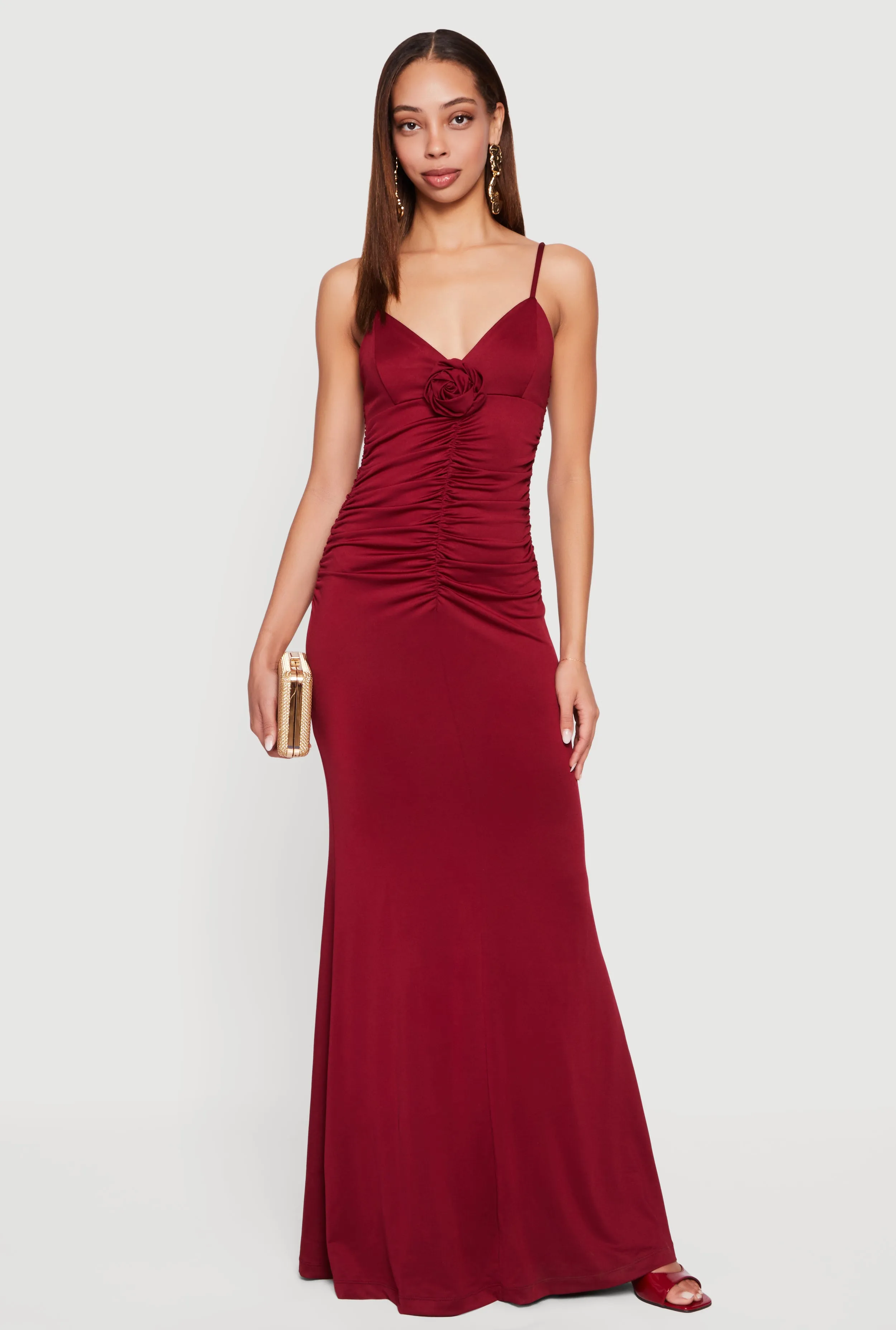 Rosette Ruched Sleeveless Maxi Dress sold by Rainbow
