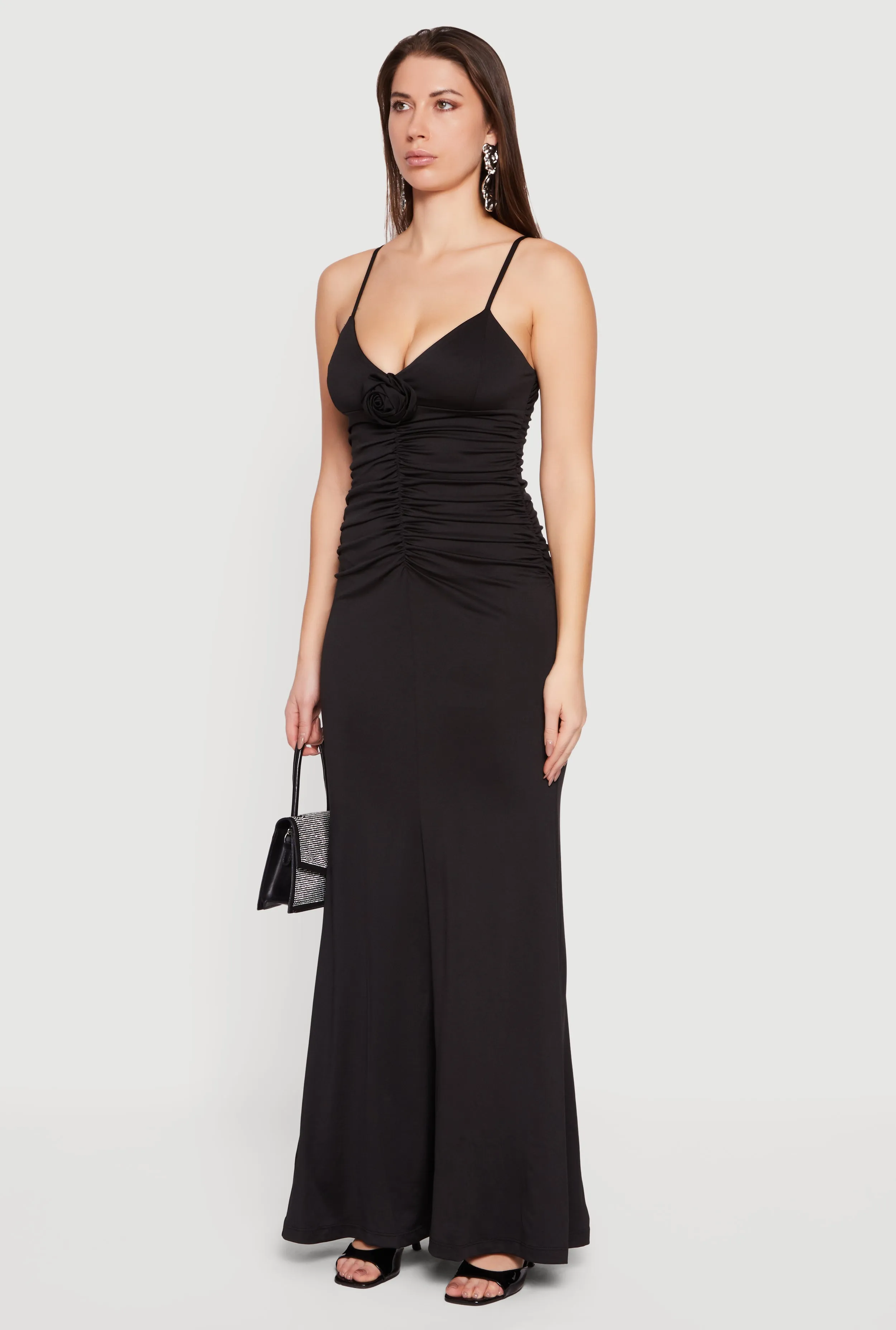 Rosette Ruched Sleeveless Maxi Dress sold by Rainbow product image thumbnail 3