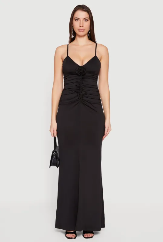 Rosette Ruched Sleeveless Maxi Dress sold by Rainbow