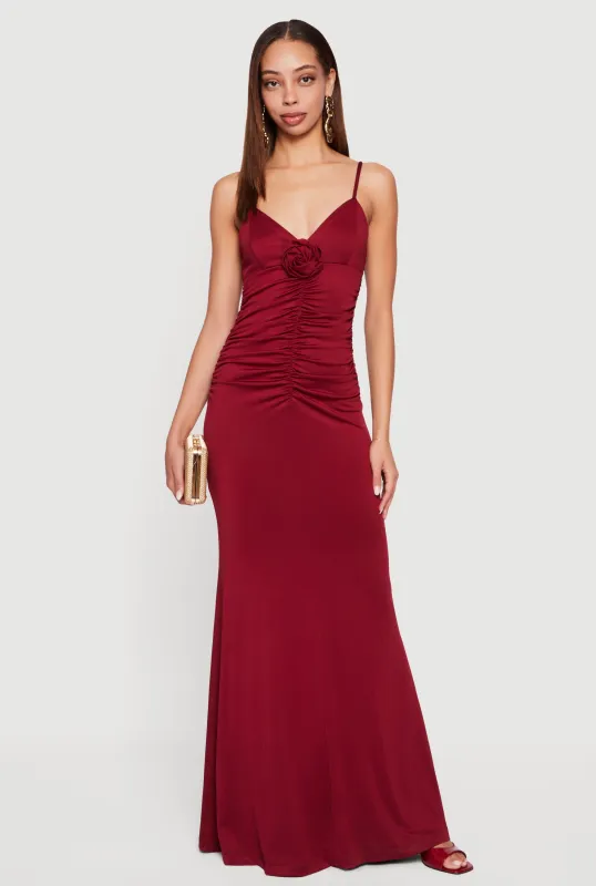 Rosette Ruched Sleeveless Maxi Dress sold by Rainbow