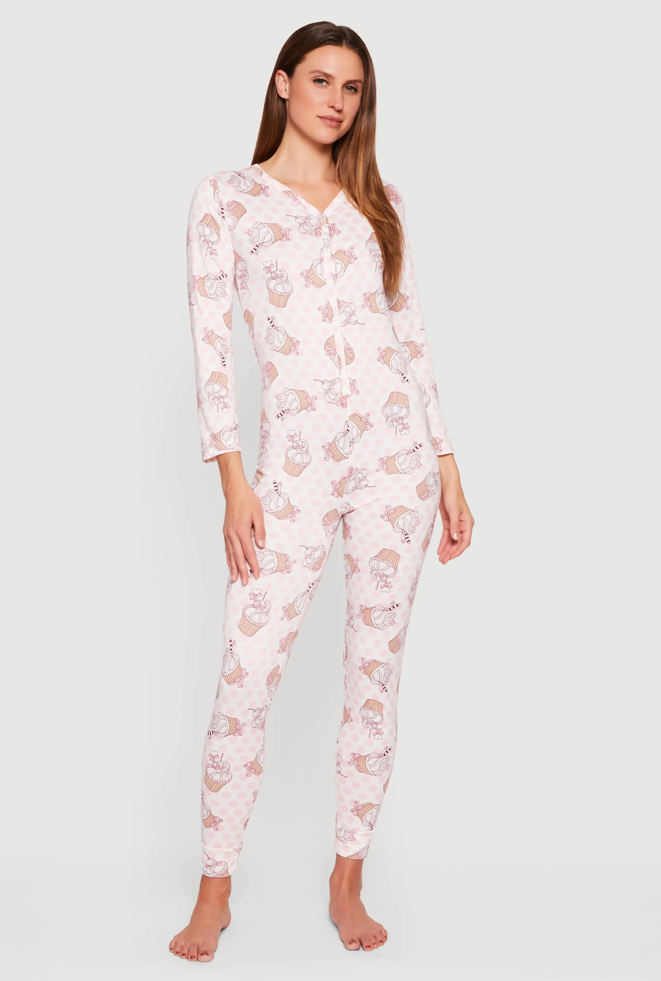 Polka Dot Cupcake Print Pajama Onesie sold by Rainbow product image thumbnail 2