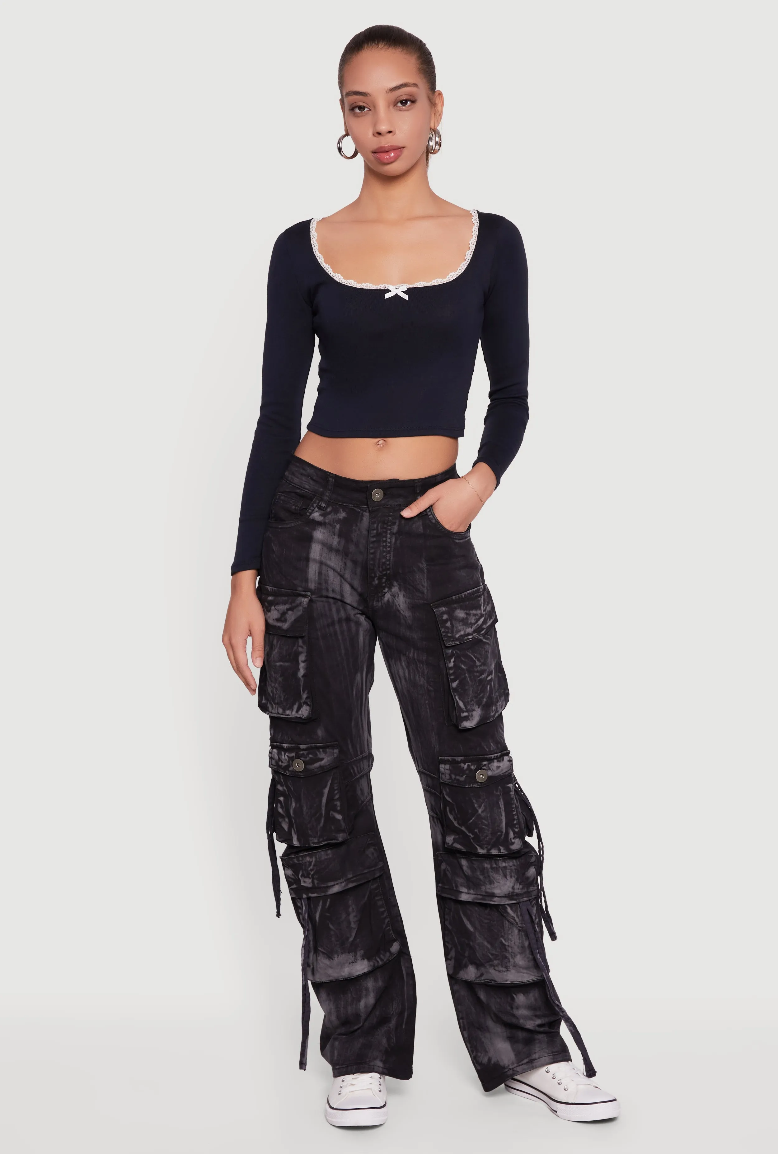 Acid Wash Straight Leg Utility Jeans sold by Rainbow