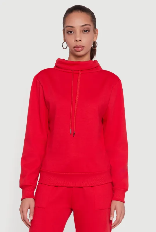 Drawstring Funnel Neck Pullover Sweatshirt sold by Rainbow