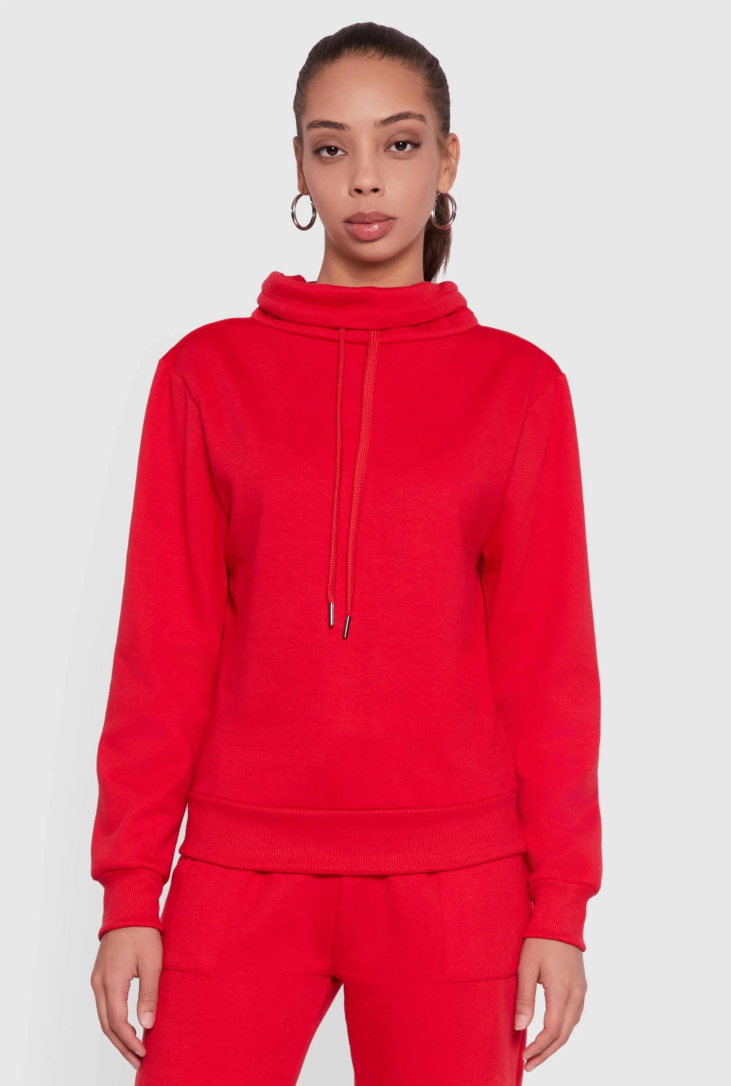 Drawstring Funnel Neck Pullover Sweatshirt sold by Rainbow