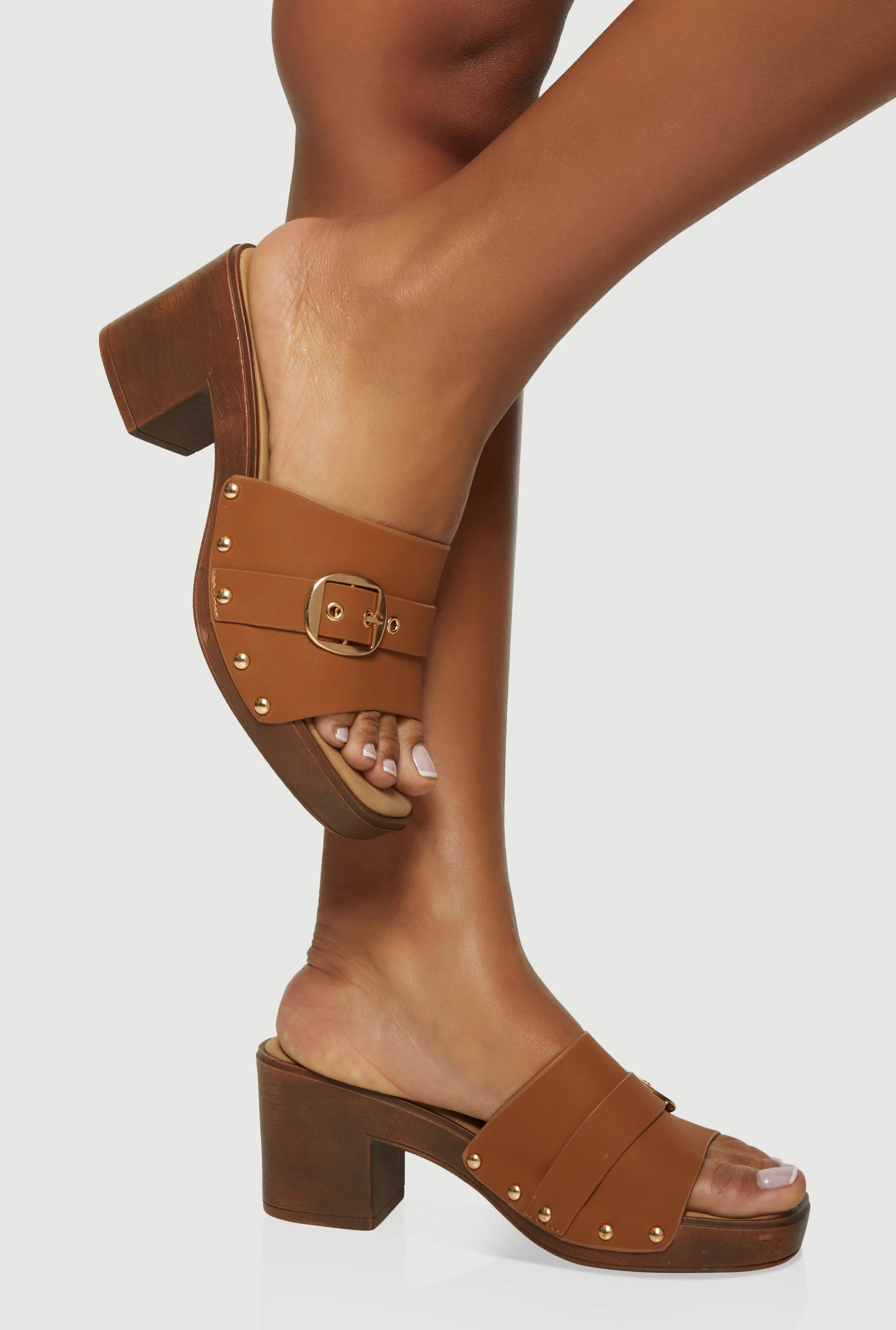 Buckle Detail Single Band Platform Heels sold by Rainbow