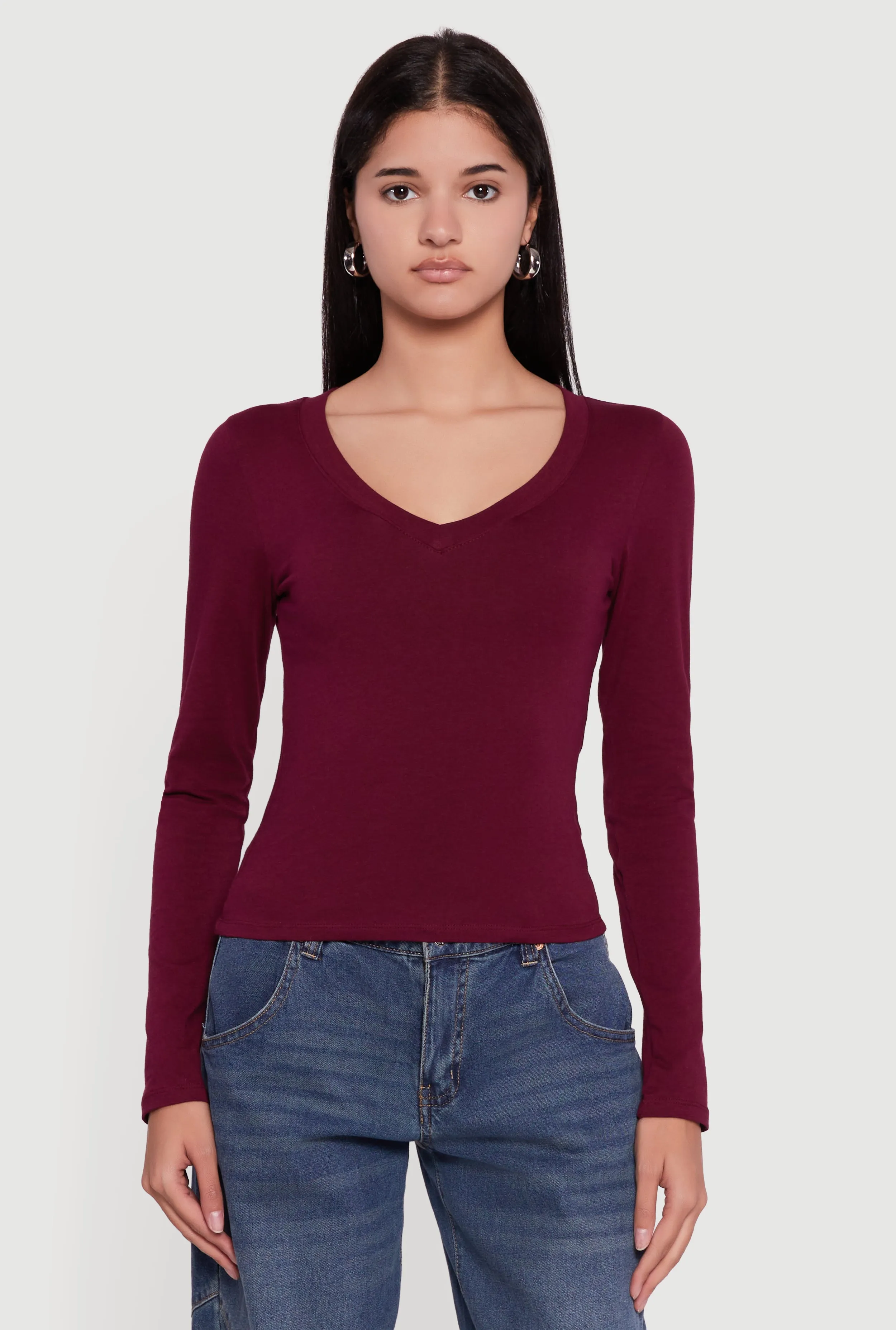 Long Sleeve V Neck T-Shirt sold by Rainbow product image thumbnail 2