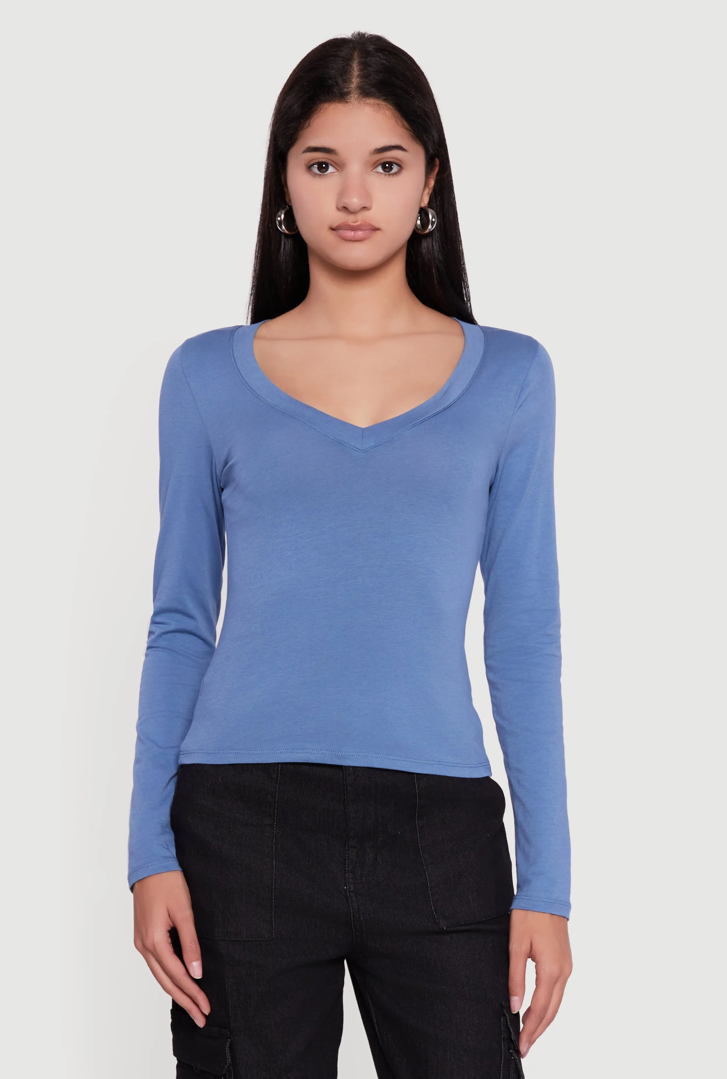 Long Sleeve V Neck T-Shirt sold by Rainbow product image thumbnail 2