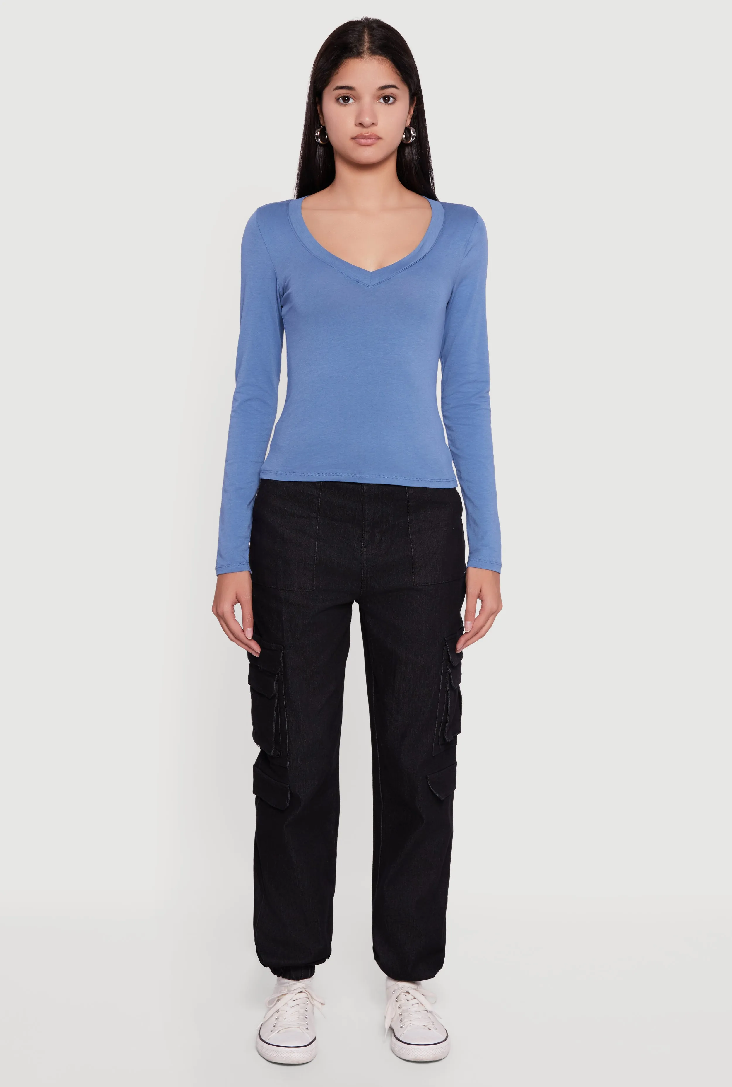 Long Sleeve V Neck T-Shirt sold by Rainbow product image thumbnail 3