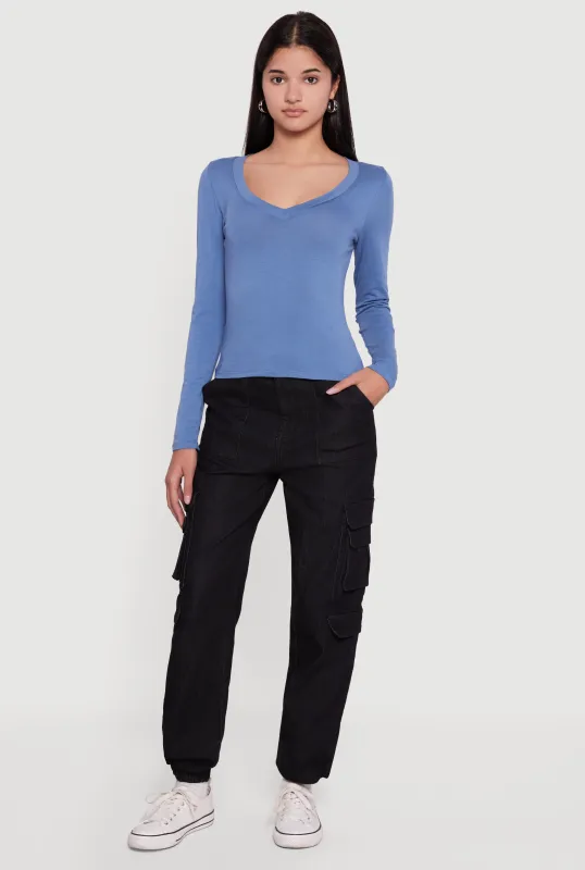 Long Sleeve V Neck T-Shirt sold by Rainbow