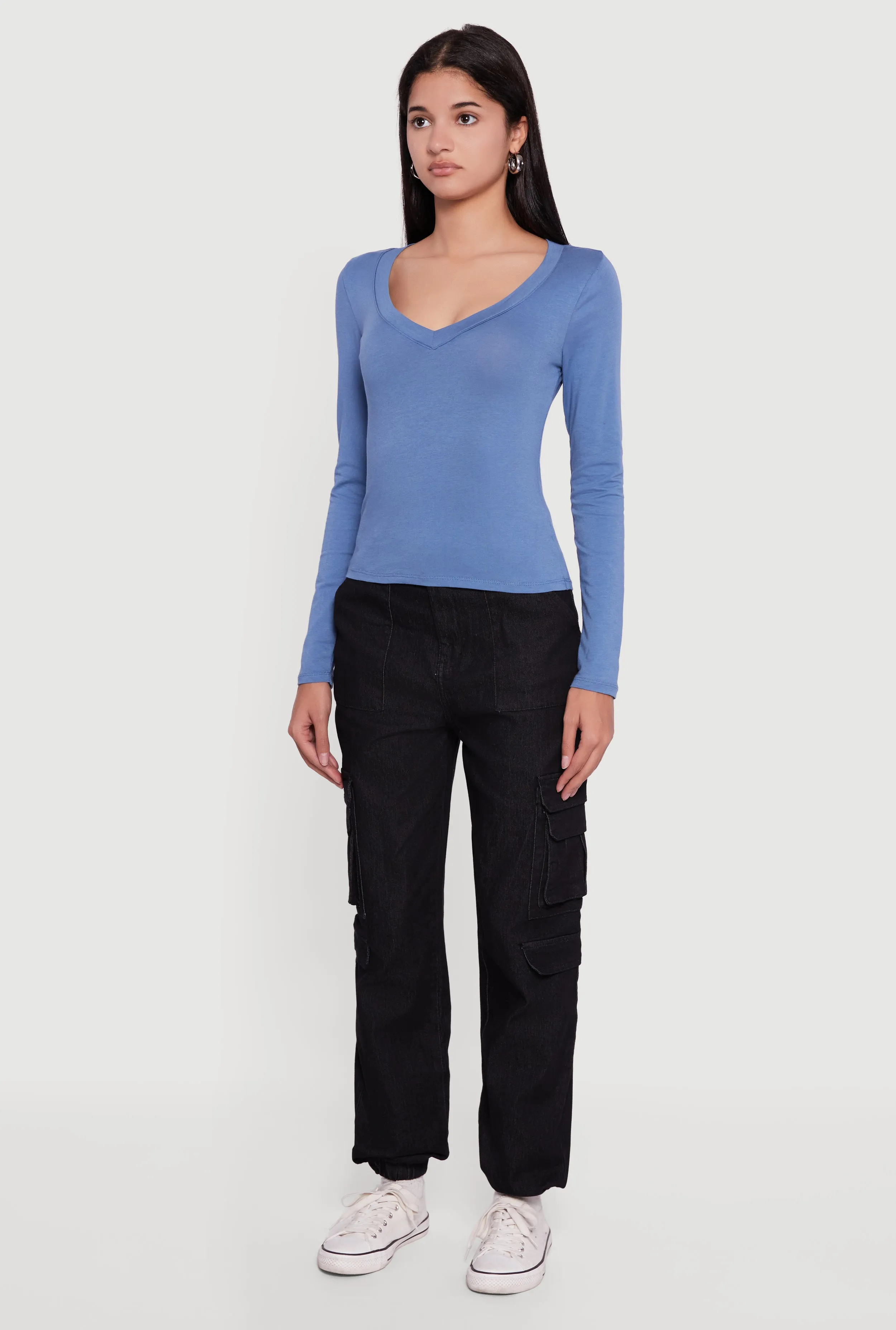 Long Sleeve V Neck T-Shirt sold by Rainbow product image thumbnail 5