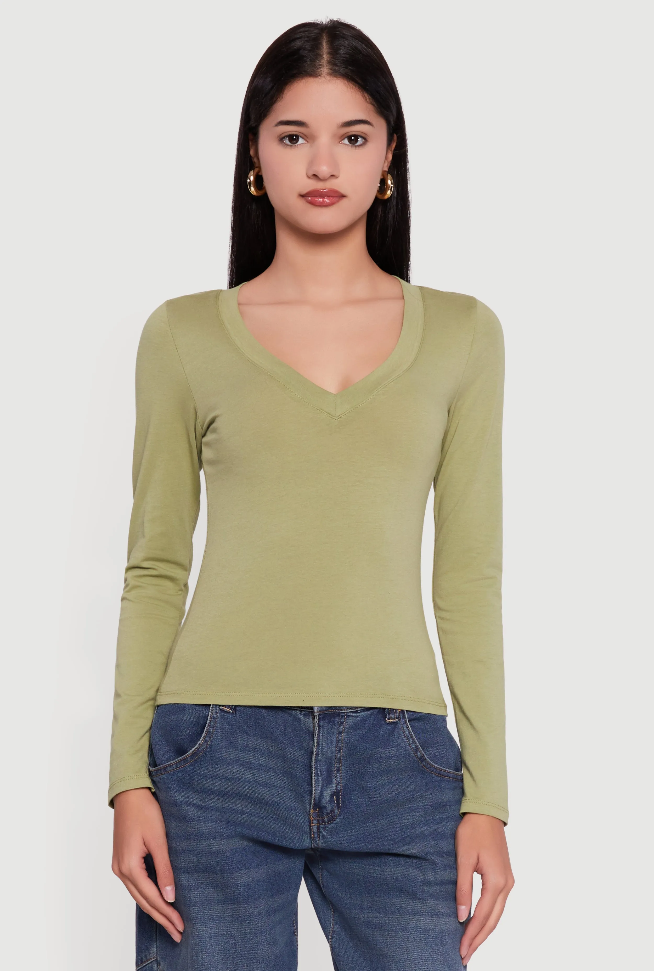 Long Sleeve V Neck T-Shirt sold by Rainbow product image thumbnail 2
