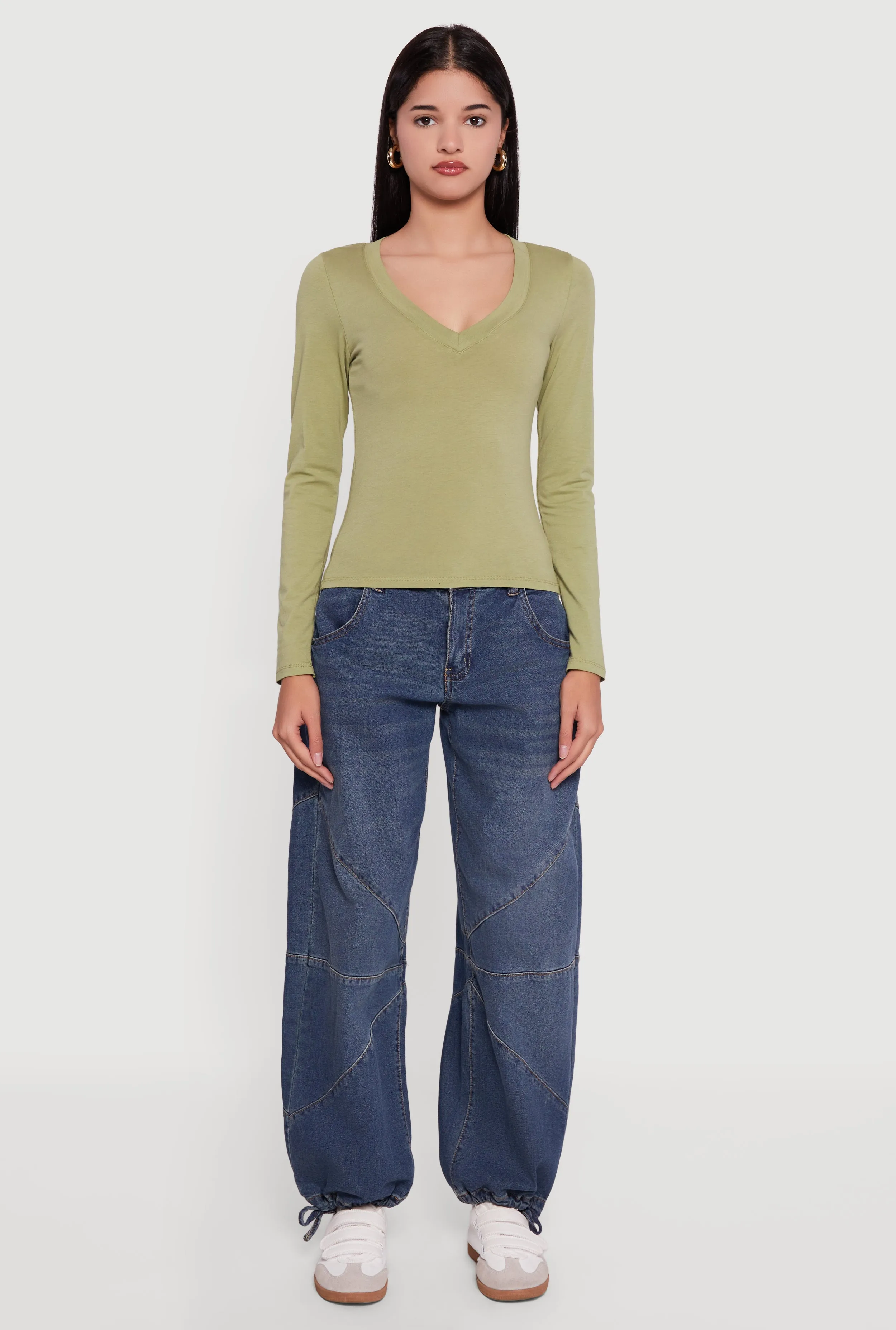 Long Sleeve V Neck T-Shirt sold by Rainbow product image thumbnail 3