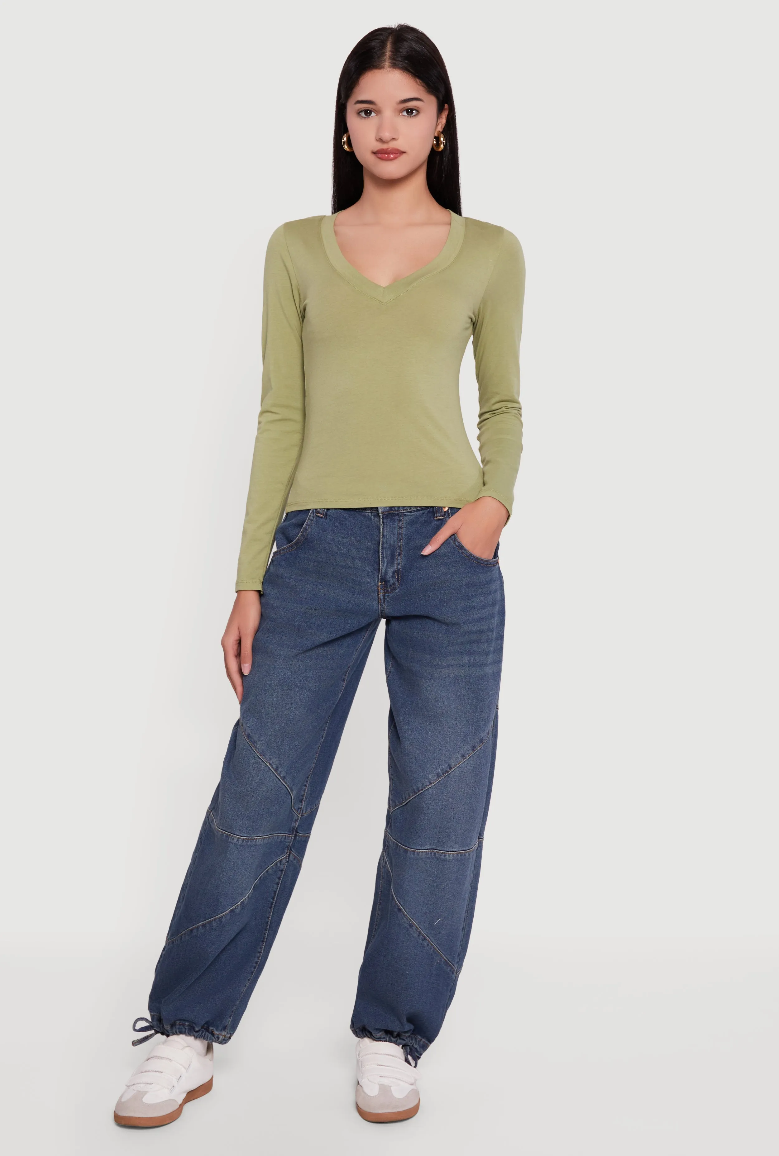 Long Sleeve V Neck T-Shirt sold by Rainbow