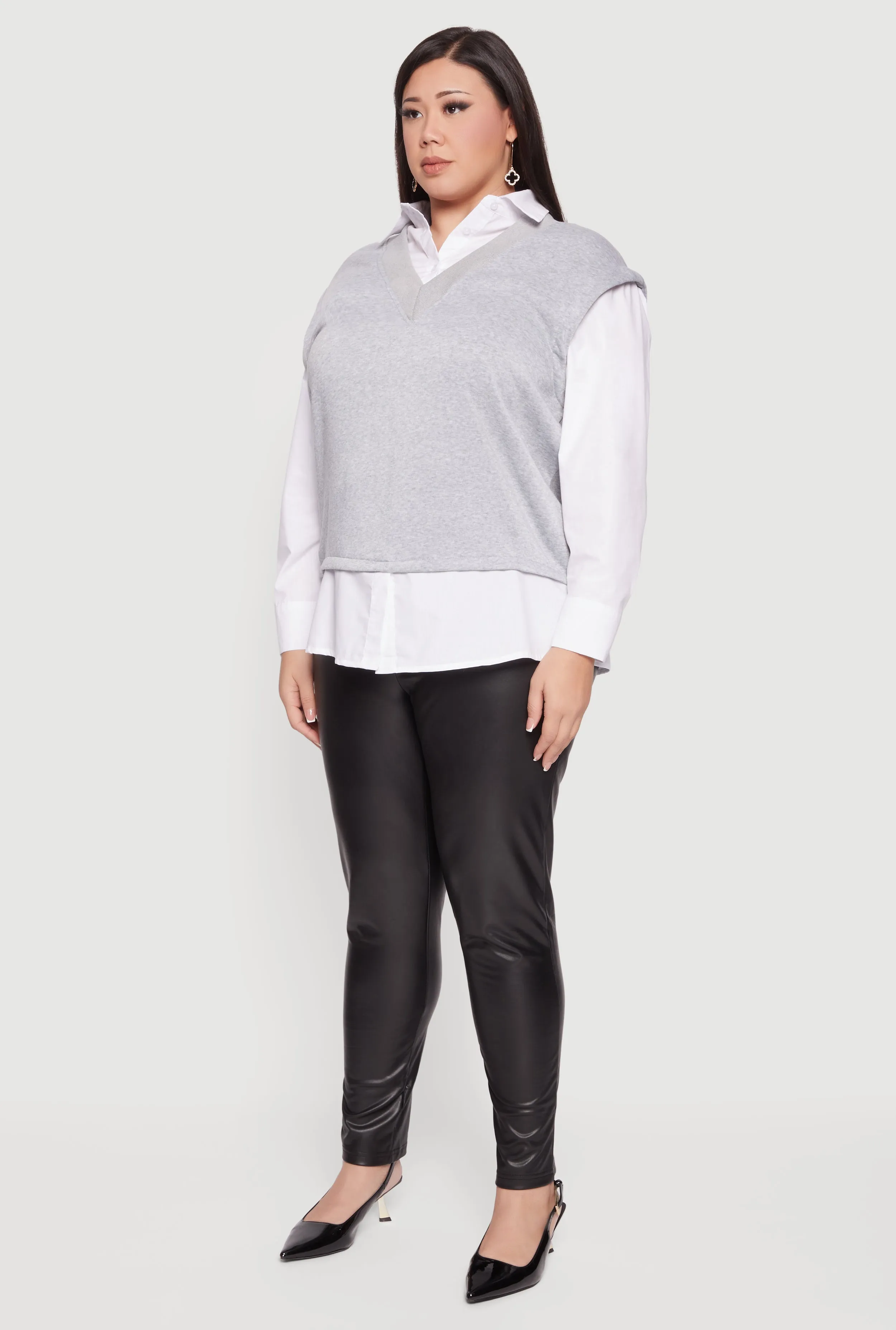 Plus Size Shirt Collar Layered Look Vest sold by Rainbow product image thumbnail 5