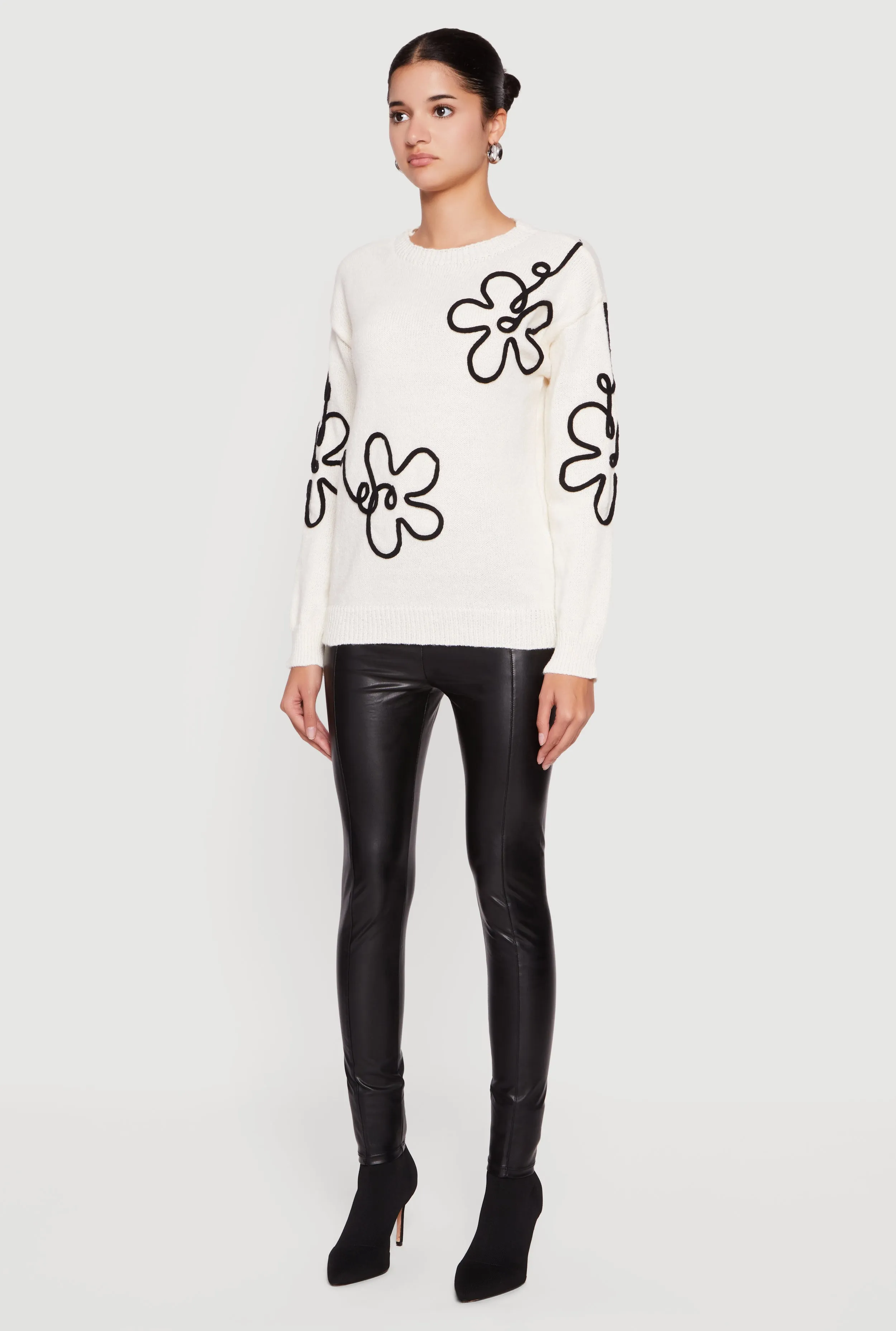 Drop Shoulder Floral Embroidered Sweater sold by Rainbow product image thumbnail 5