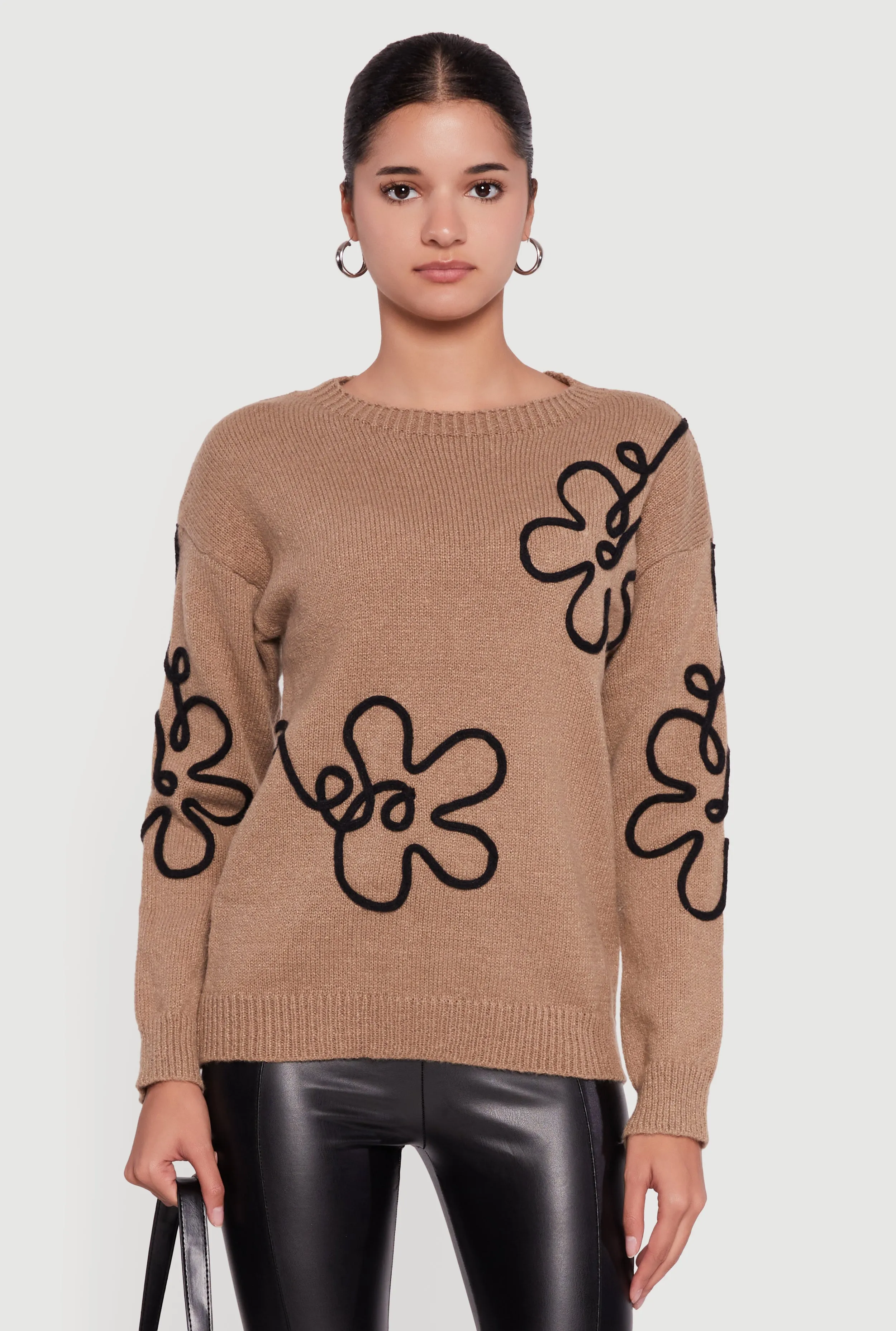 Drop Shoulder Floral Embroidered Sweater sold by Rainbow product image thumbnail 2