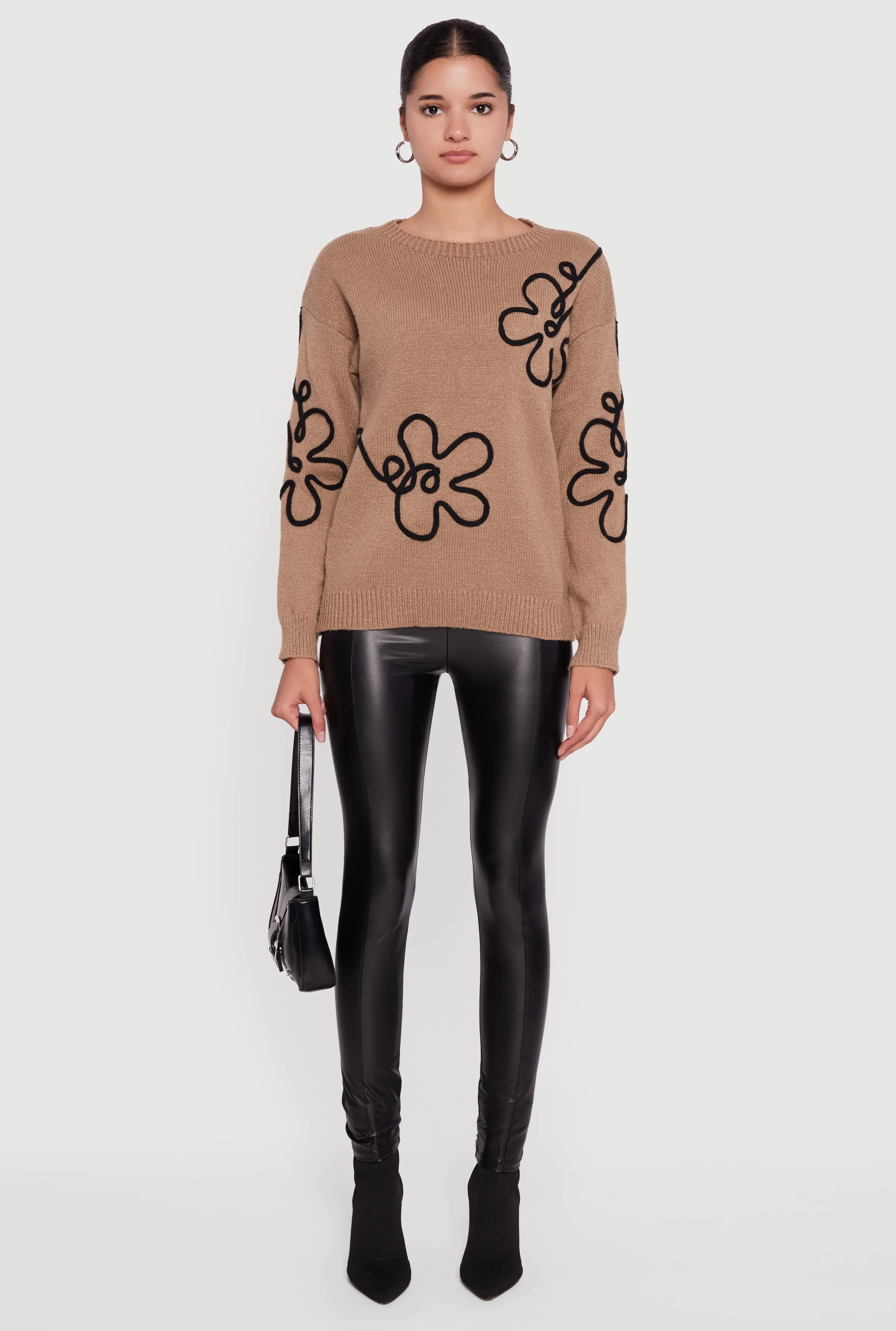 Drop Shoulder Floral Embroidered Sweater sold by Rainbow product image thumbnail 3