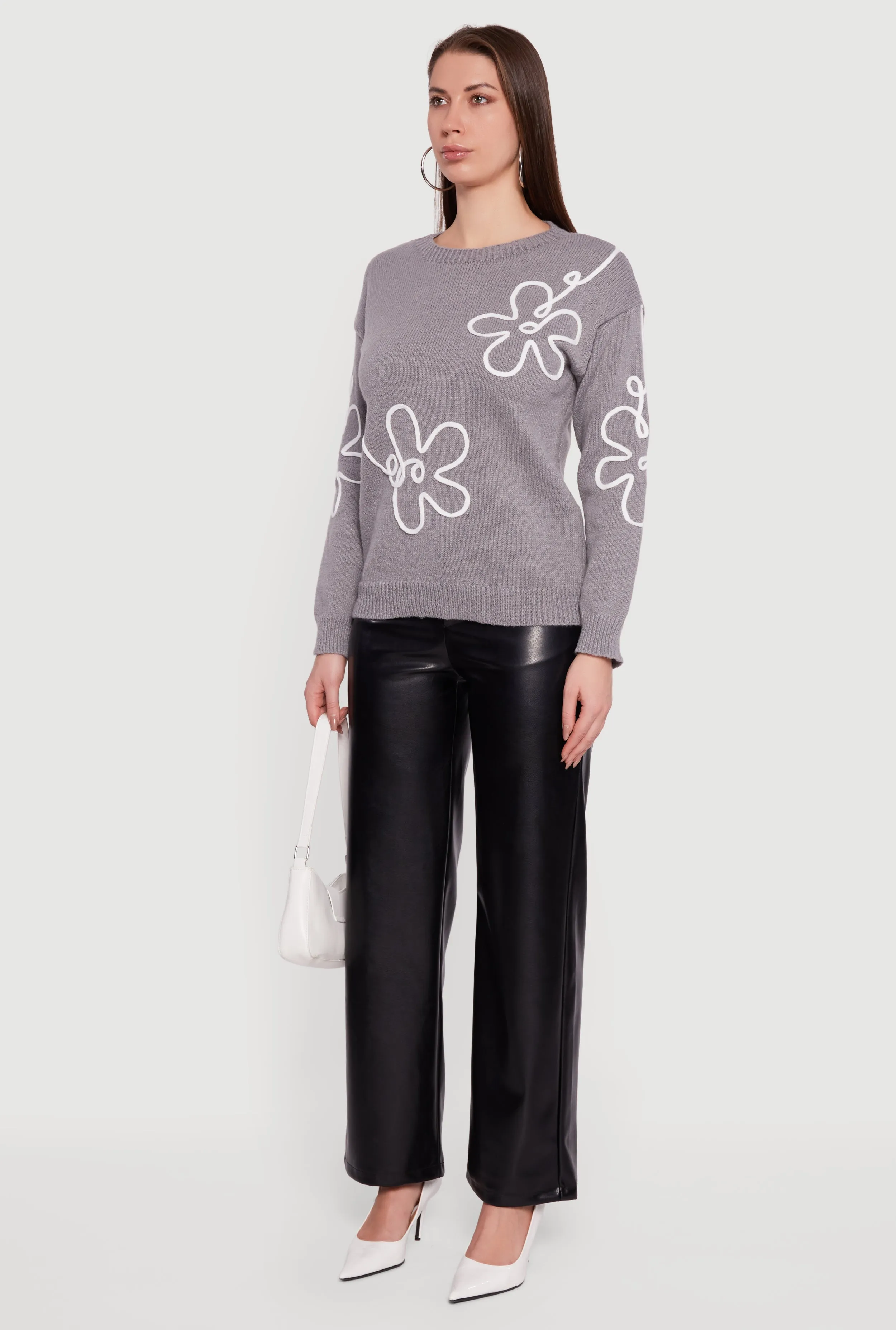 Drop Shoulder Floral Embroidered Sweater sold by Rainbow product image thumbnail 5