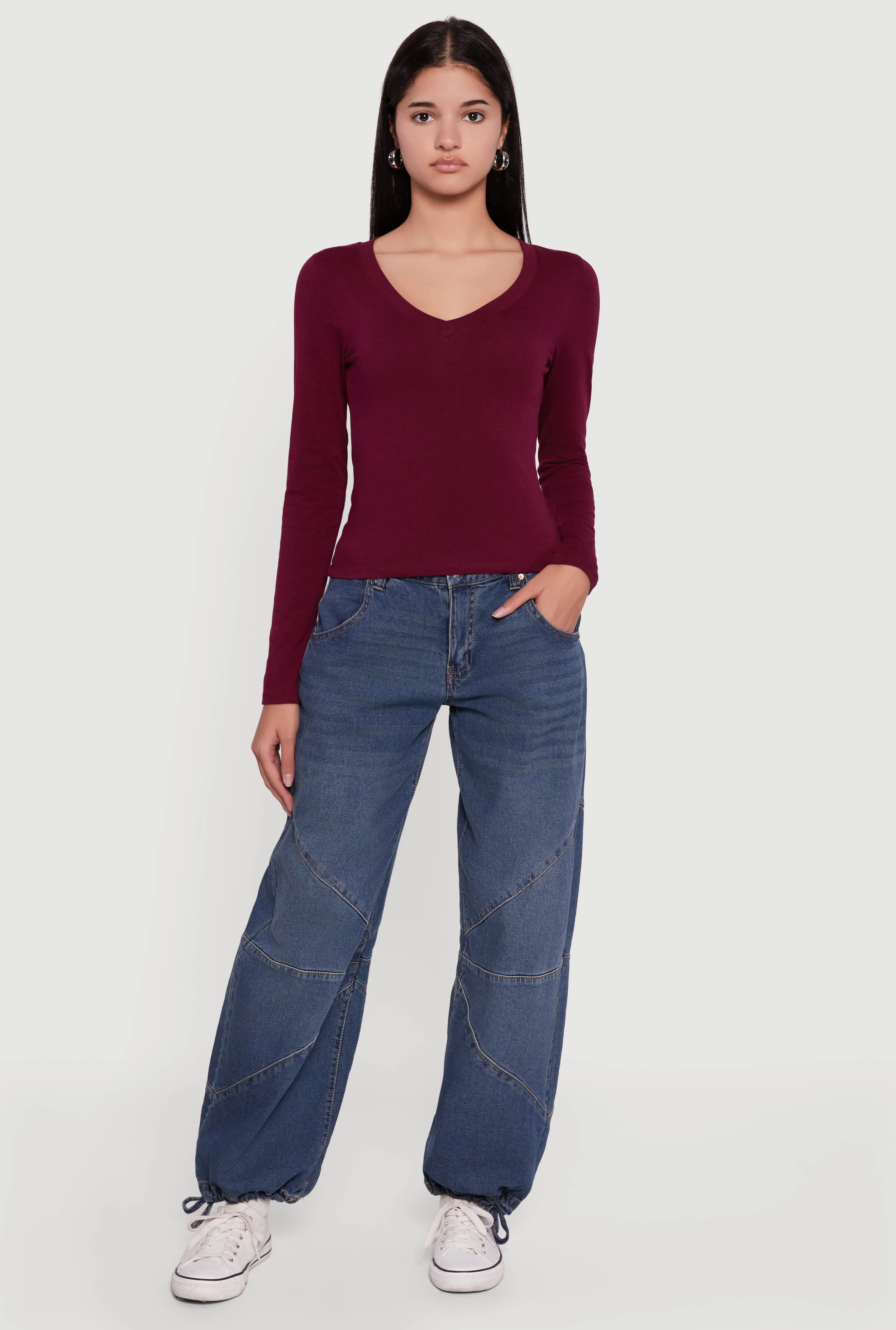 Long Sleeve V Neck T-Shirt sold by Rainbow product image thumbnail 5