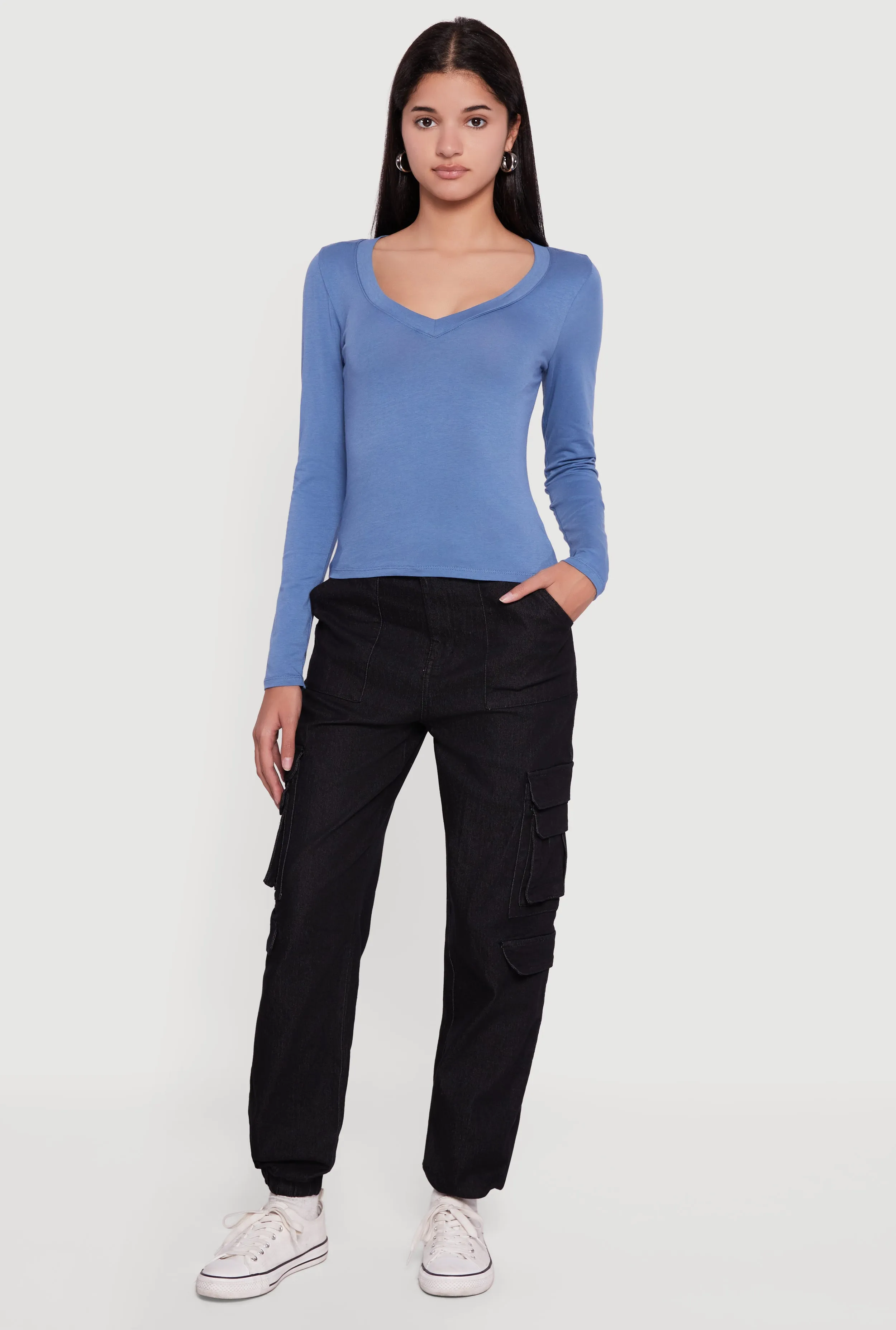 Long Sleeve V Neck T-Shirt sold by Rainbow product image thumbnail 4