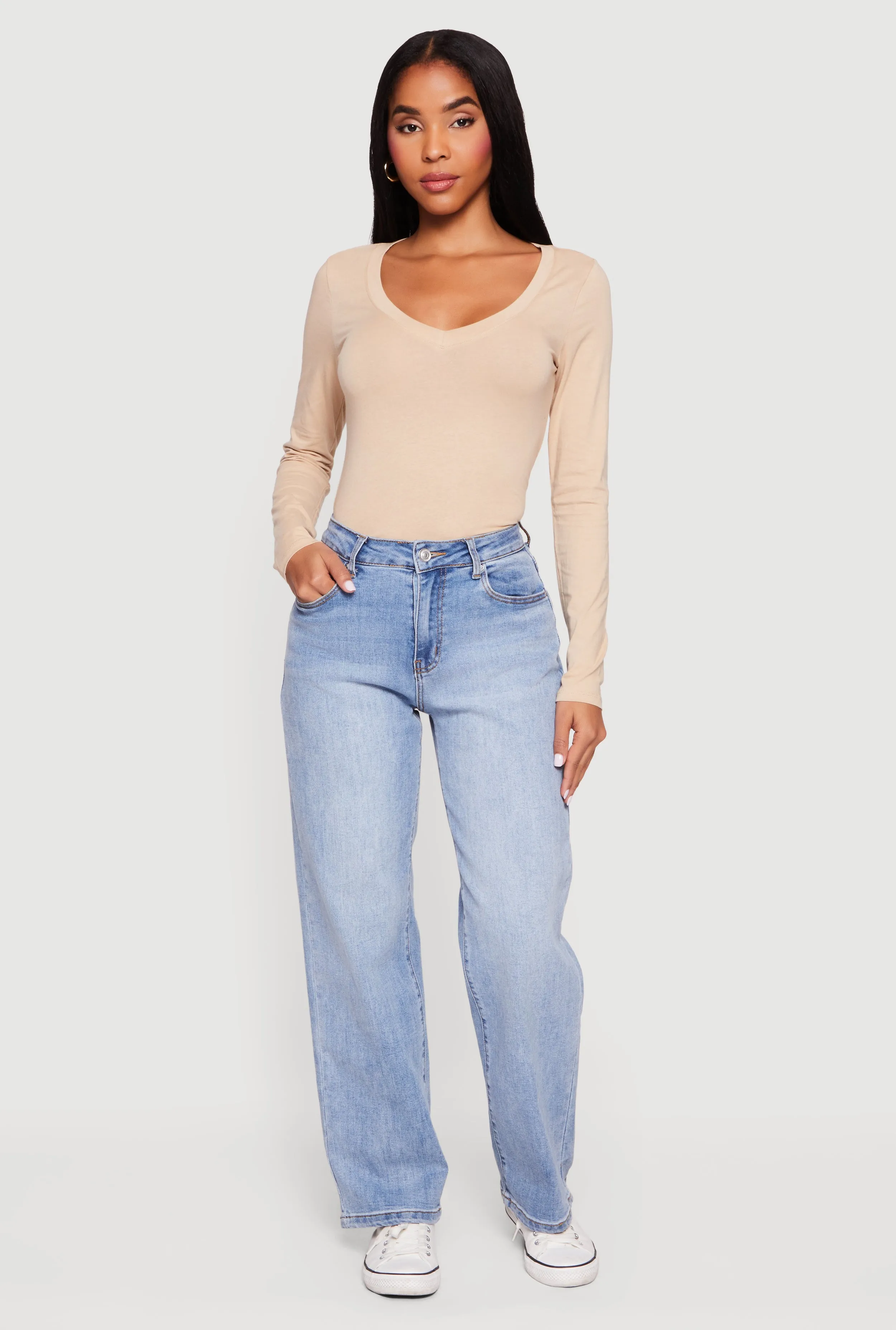 Long Sleeve V Neck T-Shirt sold by Rainbow product image thumbnail 3