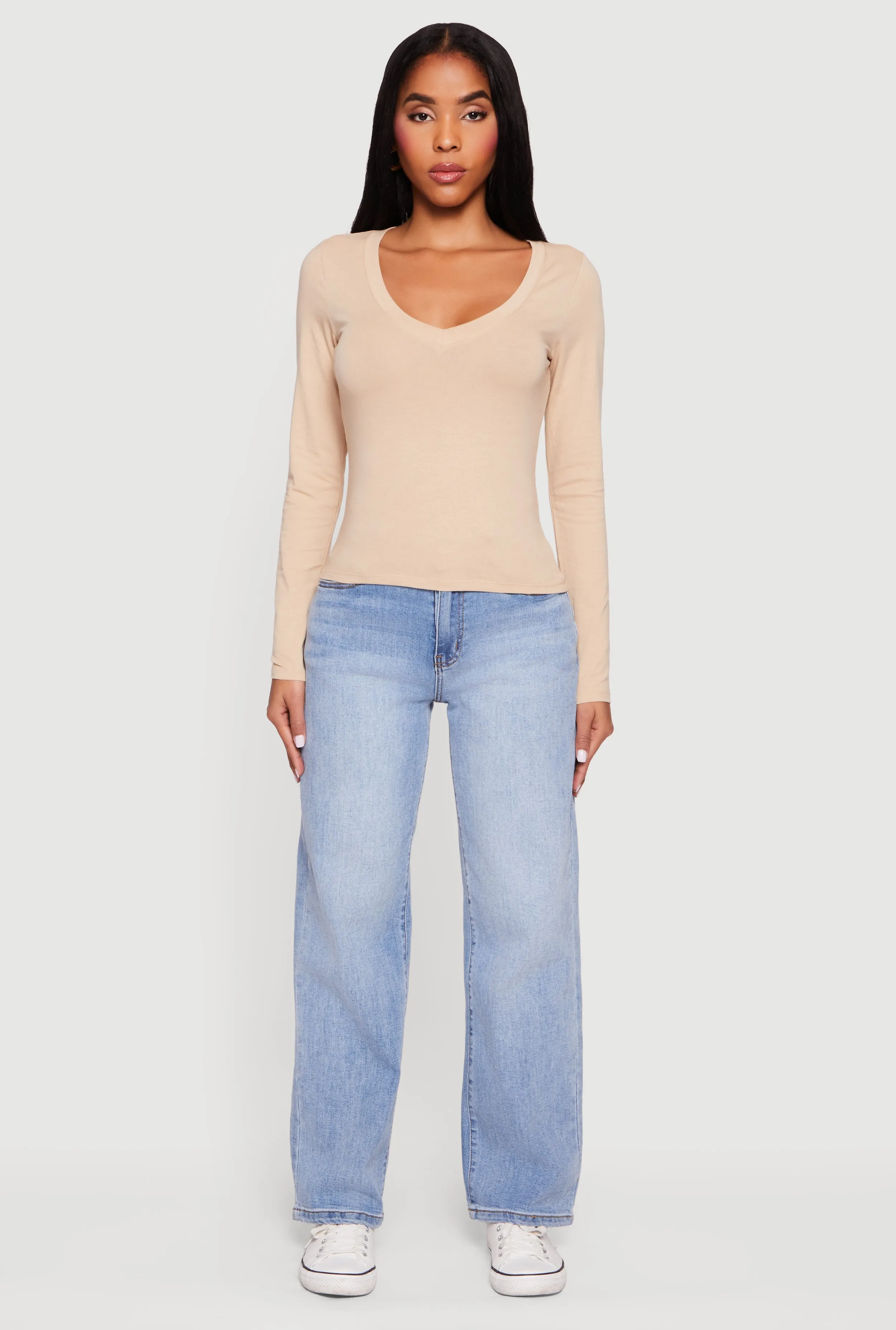 Long Sleeve V Neck T-Shirt sold by Rainbow