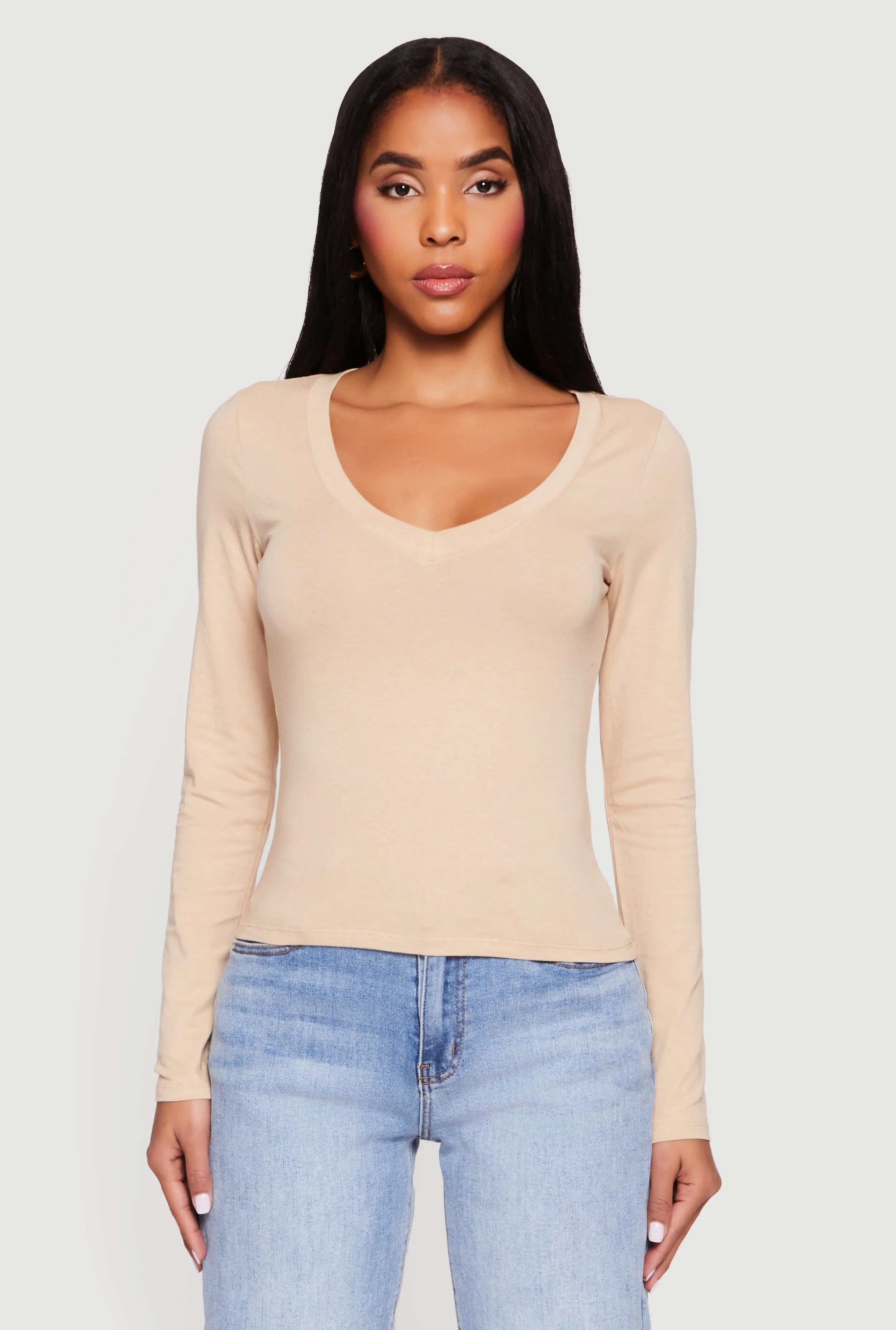 Long Sleeve V Neck T-Shirt sold by Rainbow product image thumbnail 2
