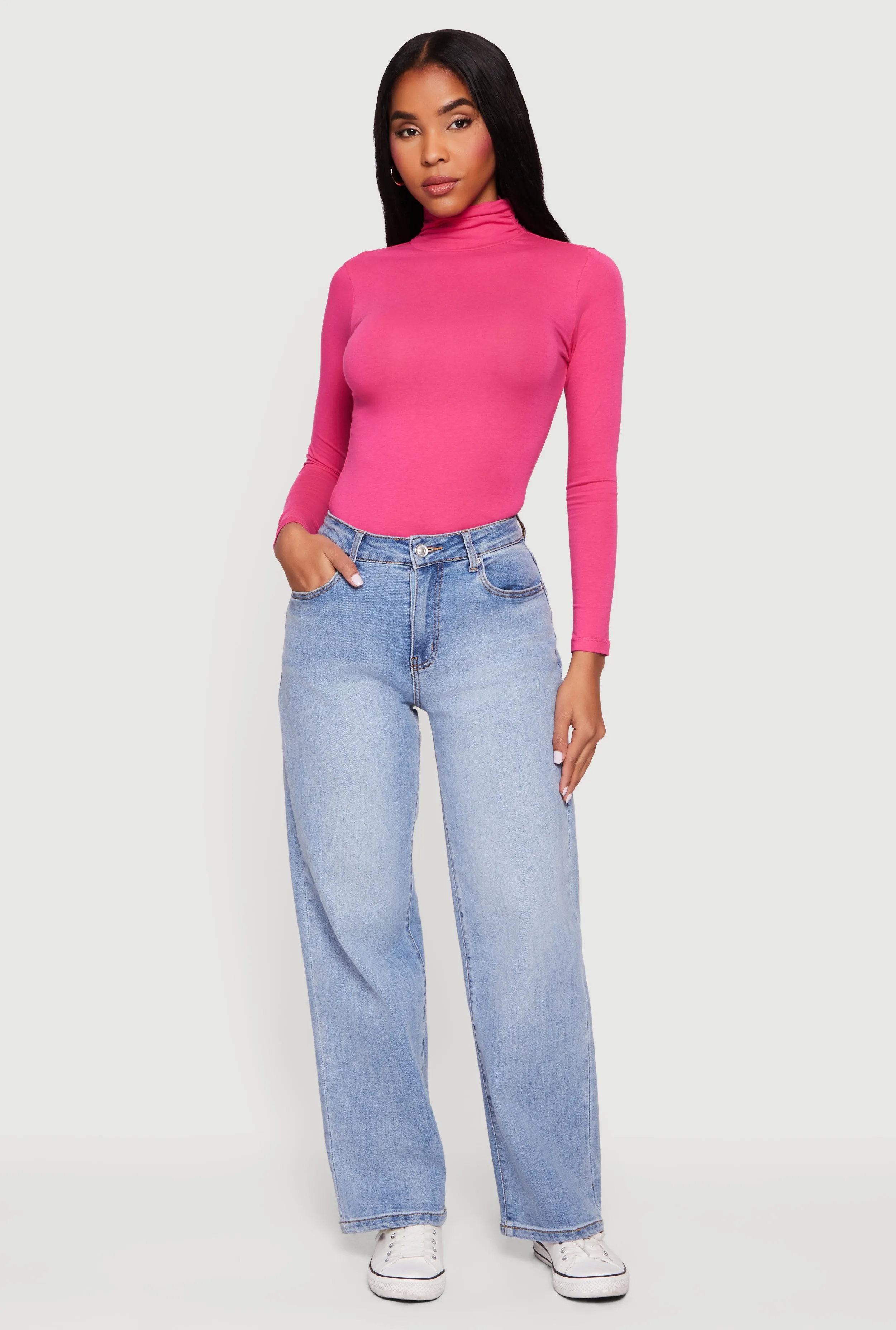 Long Sleeve Ruched Turtleneck Tee sold by Rainbow product image thumbnail 3