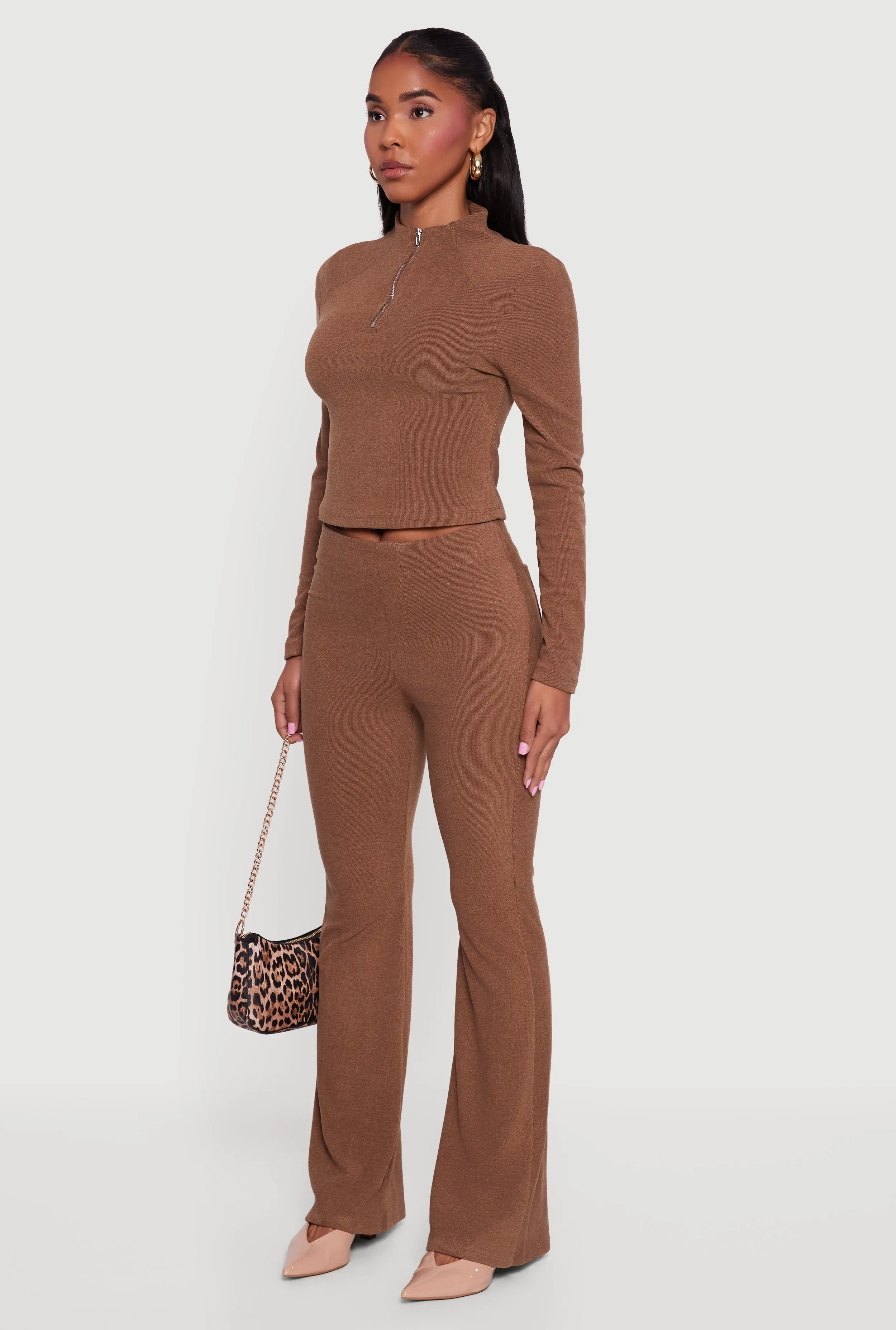 Brushed Rib Knit Long Sleeve Mock Neck Top sold by Rainbow product image thumbnail 5