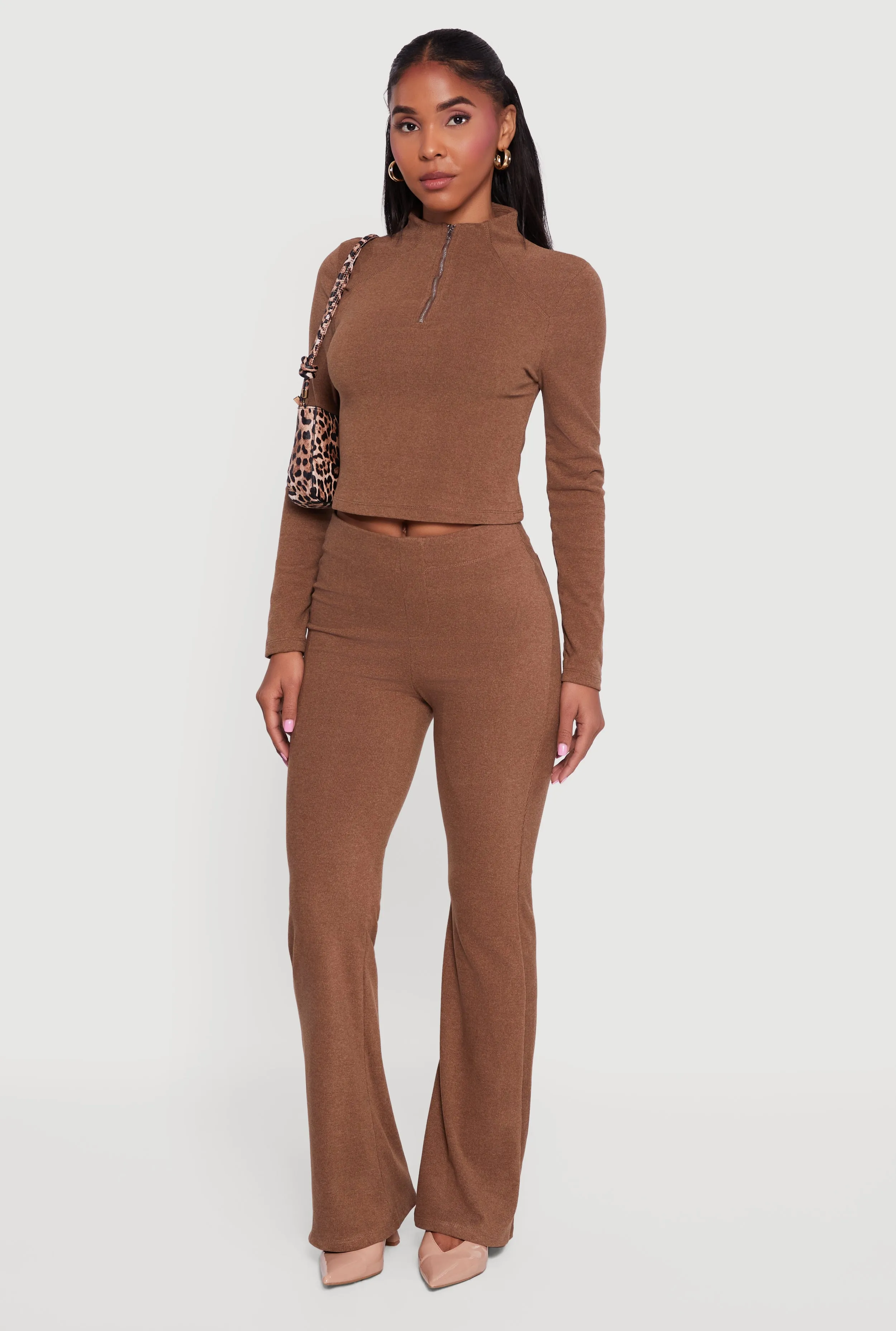 Brushed Rib Knit Long Sleeve Mock Neck Top sold by Rainbow product image thumbnail 2