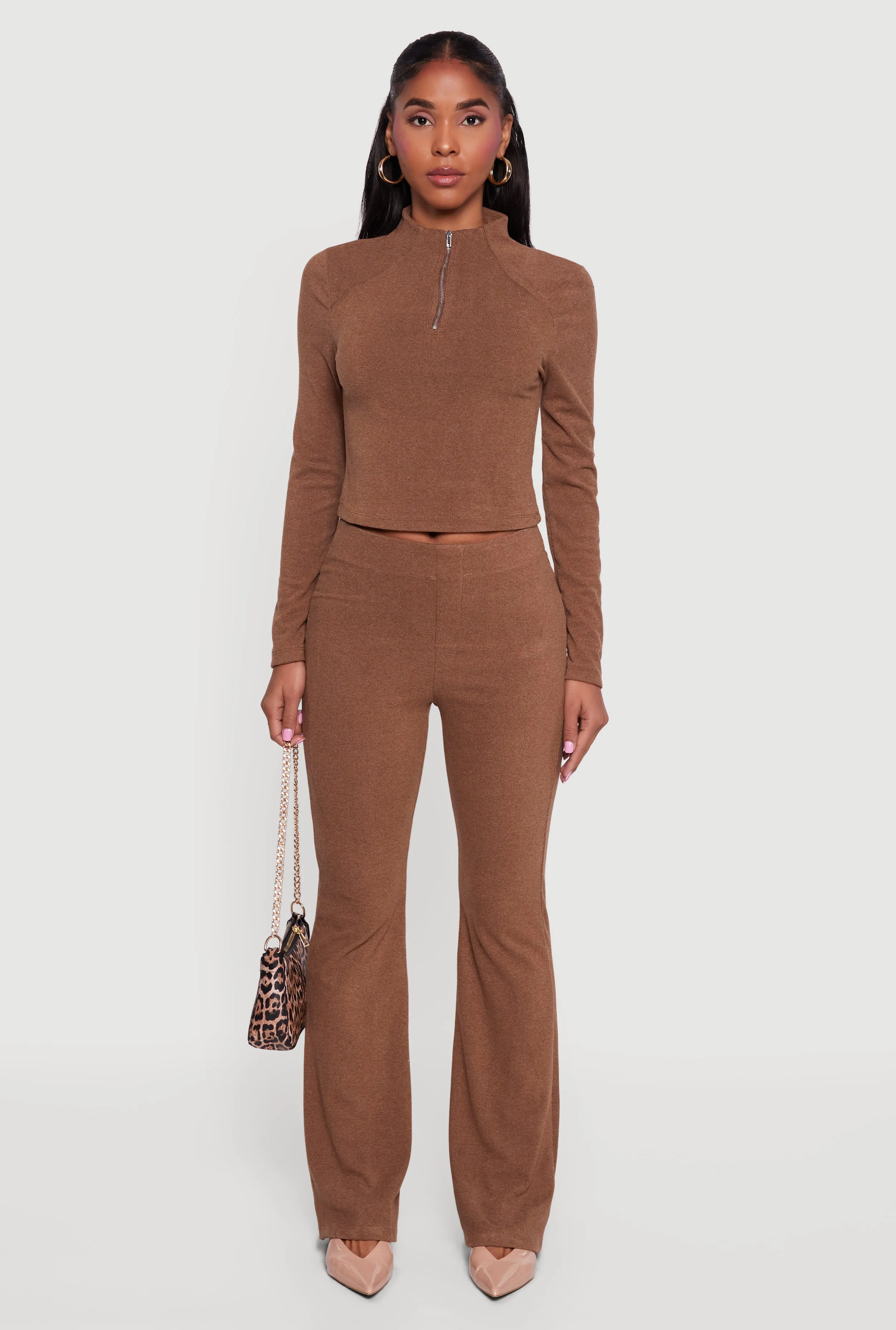 Brushed Rib Knit Long Sleeve Mock Neck Top sold by Rainbow product image thumbnail 3