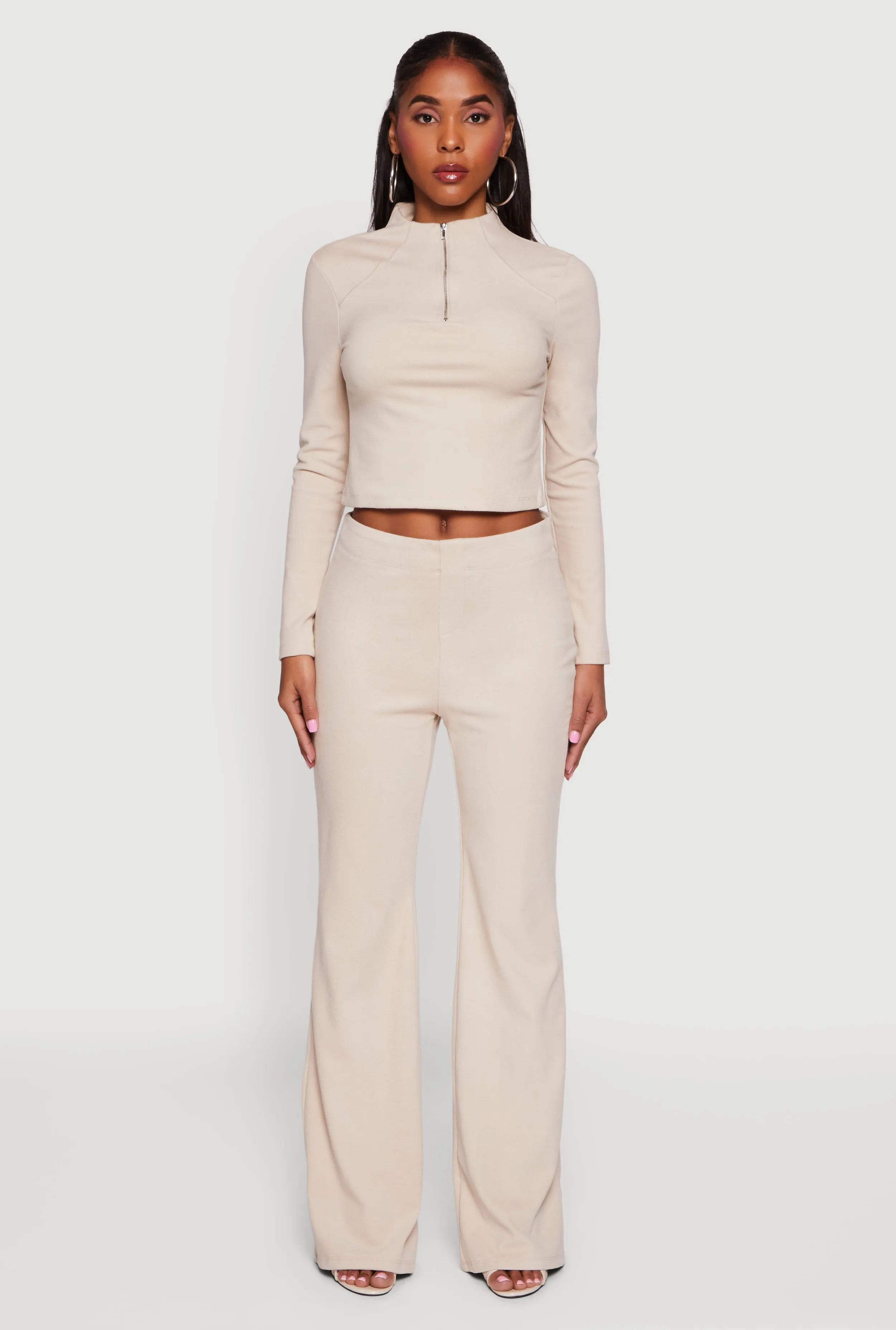 Brushed Rib Knit Long Sleeve Mock Neck Top sold by Rainbow product image thumbnail 2