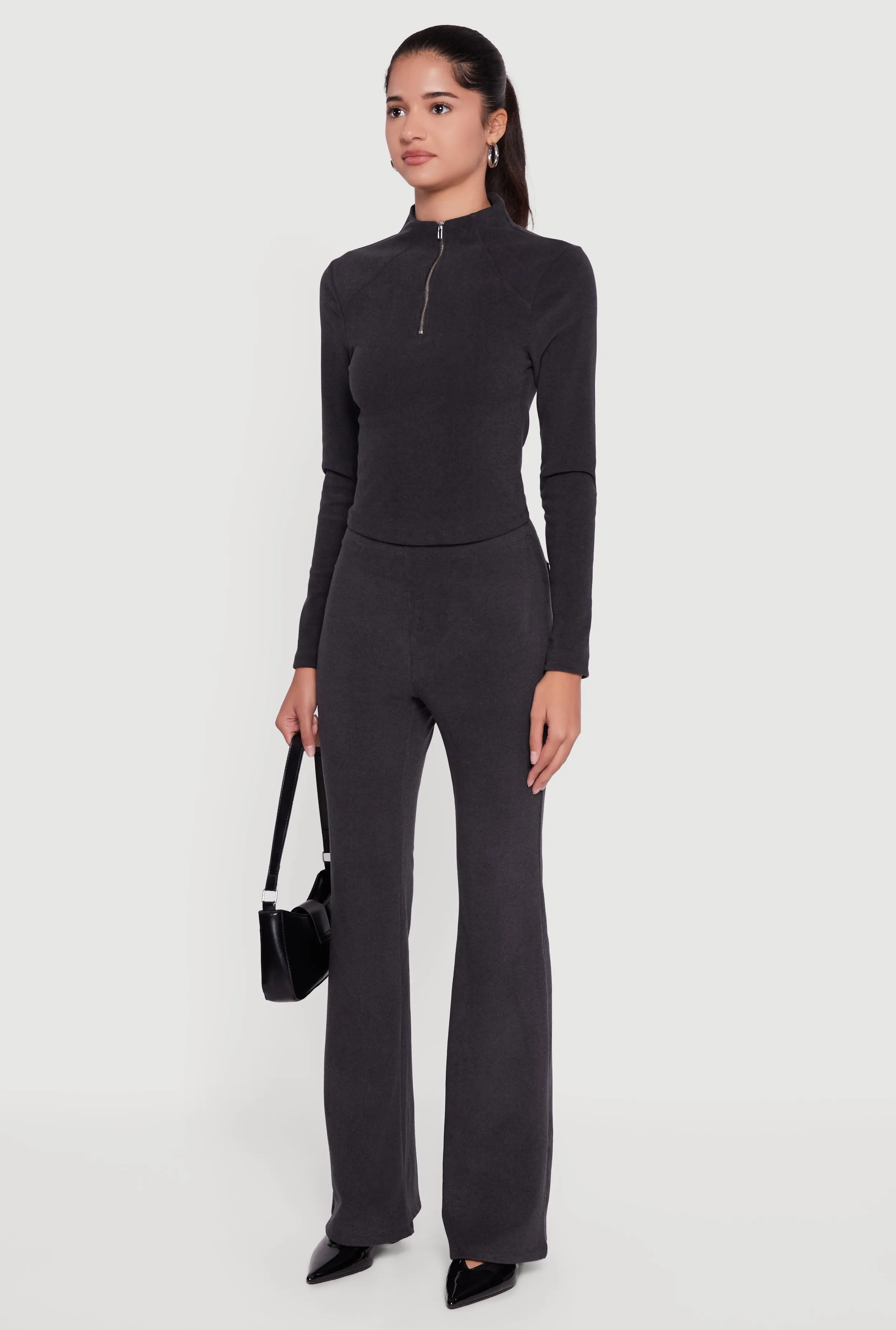 Brushed Rib Knit Long Sleeve Mock Neck Top sold by Rainbow product image thumbnail 5