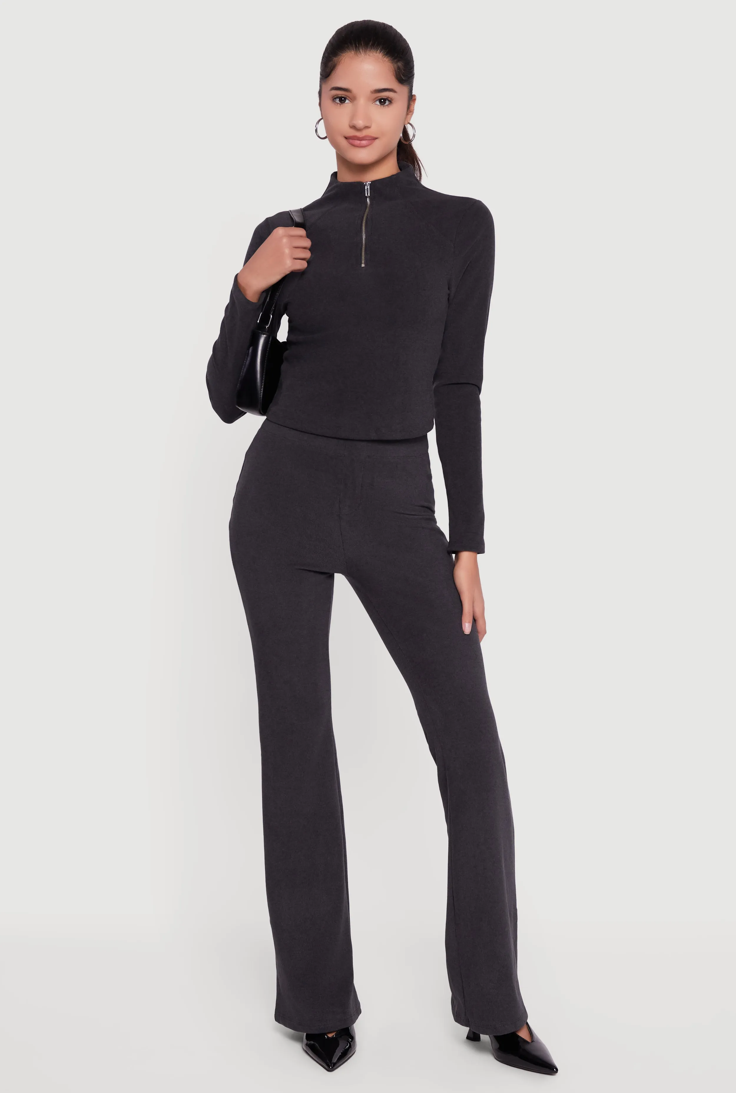 Brushed Rib Knit Long Sleeve Mock Neck Top sold by Rainbow product image thumbnail 3